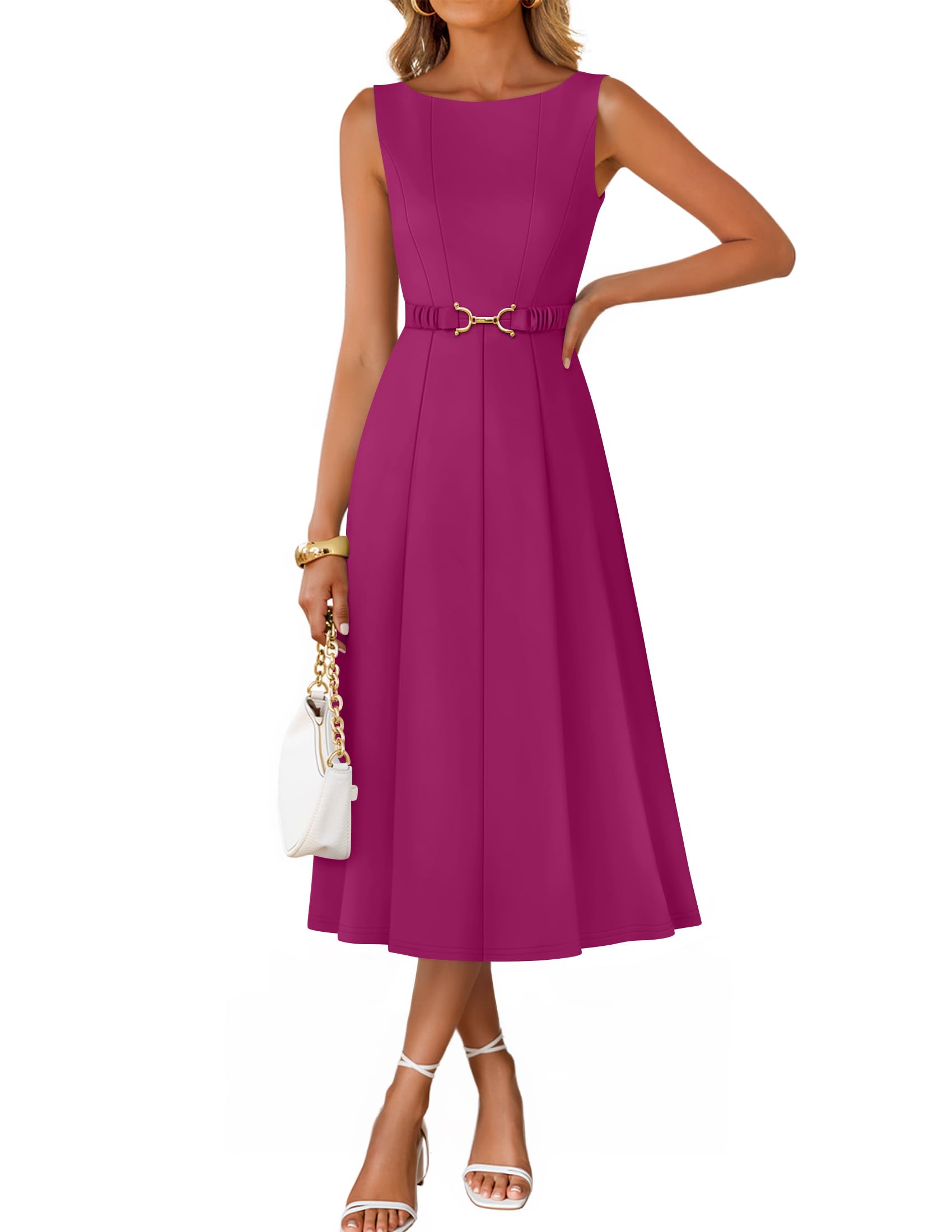 Luxuii Elegant Boat Neck A Line Tie Waist Spring Cocktail Party Dress