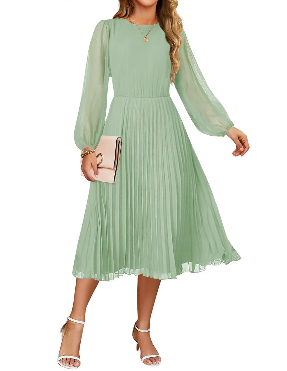 Luxuii Fall Crewnec Pleated A Line Cocktail Dress