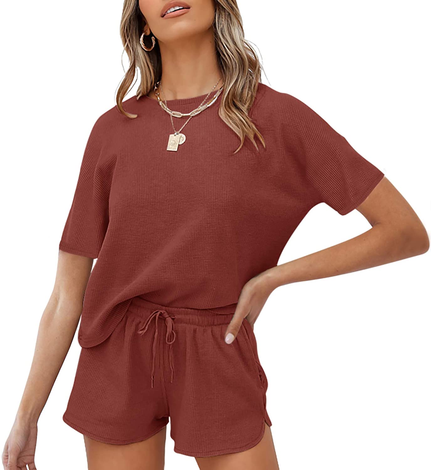Luxuii Waffle Knit Lounge Pajama Set
