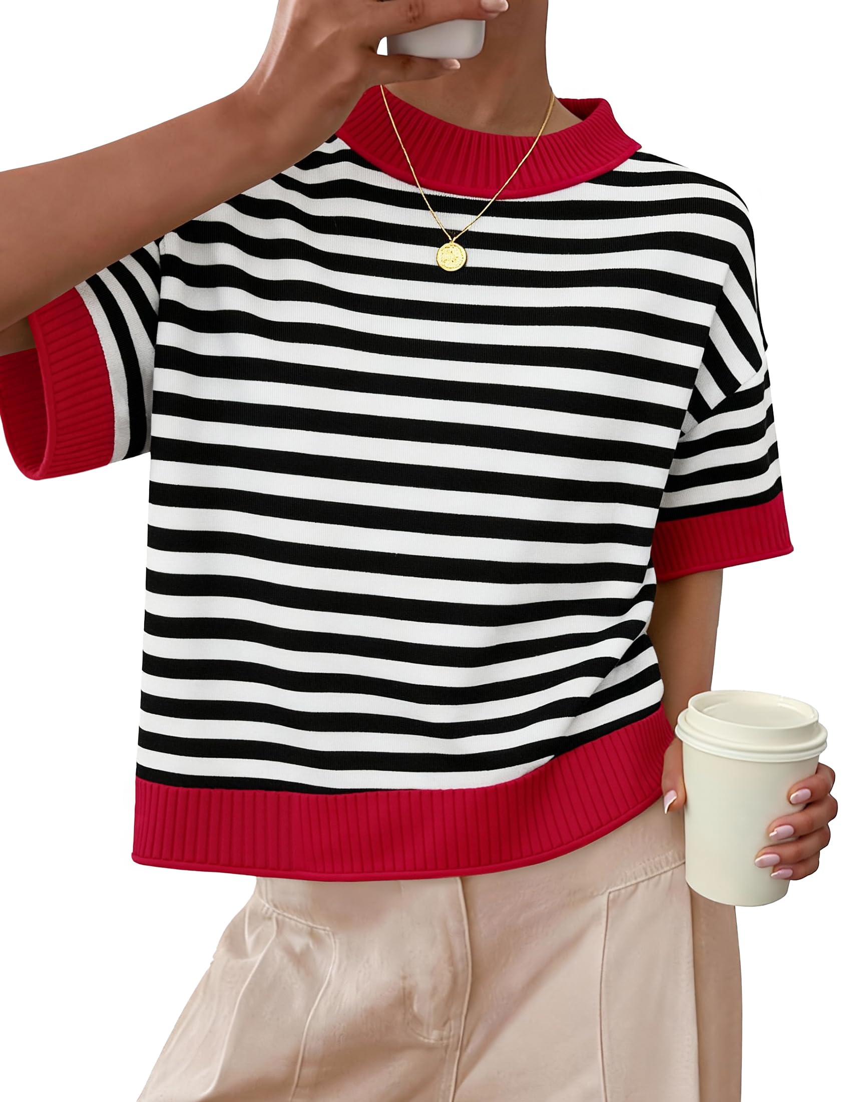 Luxuii Sweaters Summer Oversized Crewneck Soft Knit Cropped Tops