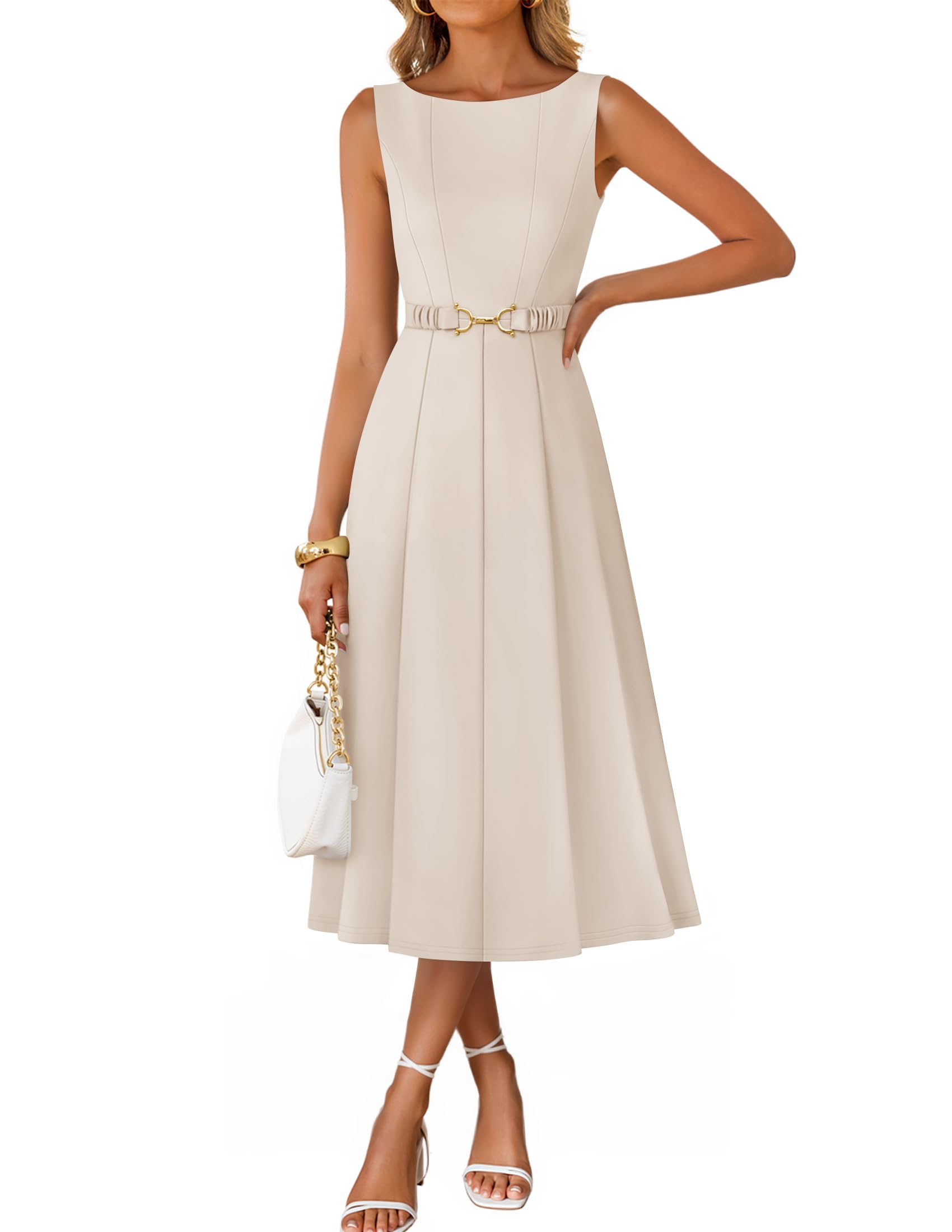 Luxuii Elegant Boat Neck A Line Tie Waist Spring Cocktail Party Dress