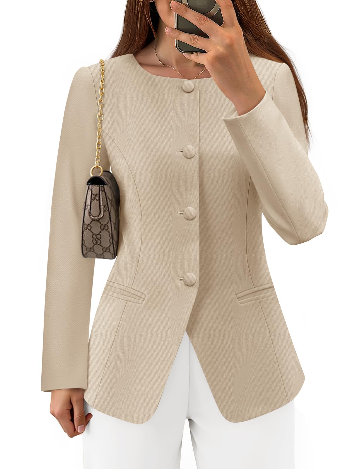 Luxuii Fall Button Suit Jackets Office Work Outfits Fitted Blazer