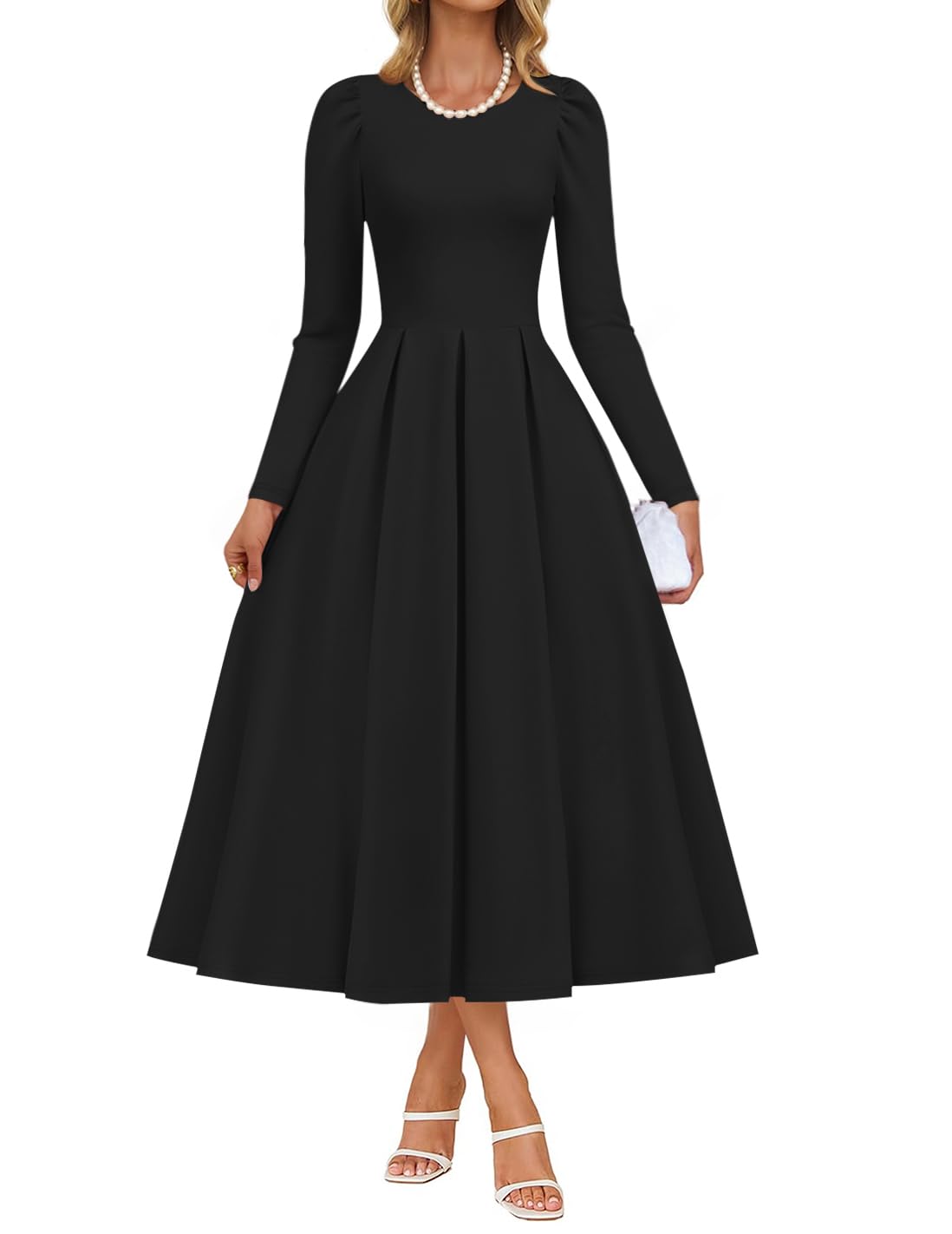 Luxuii Fall Elegant Crewneck Swing A Line Wedding Party Dress