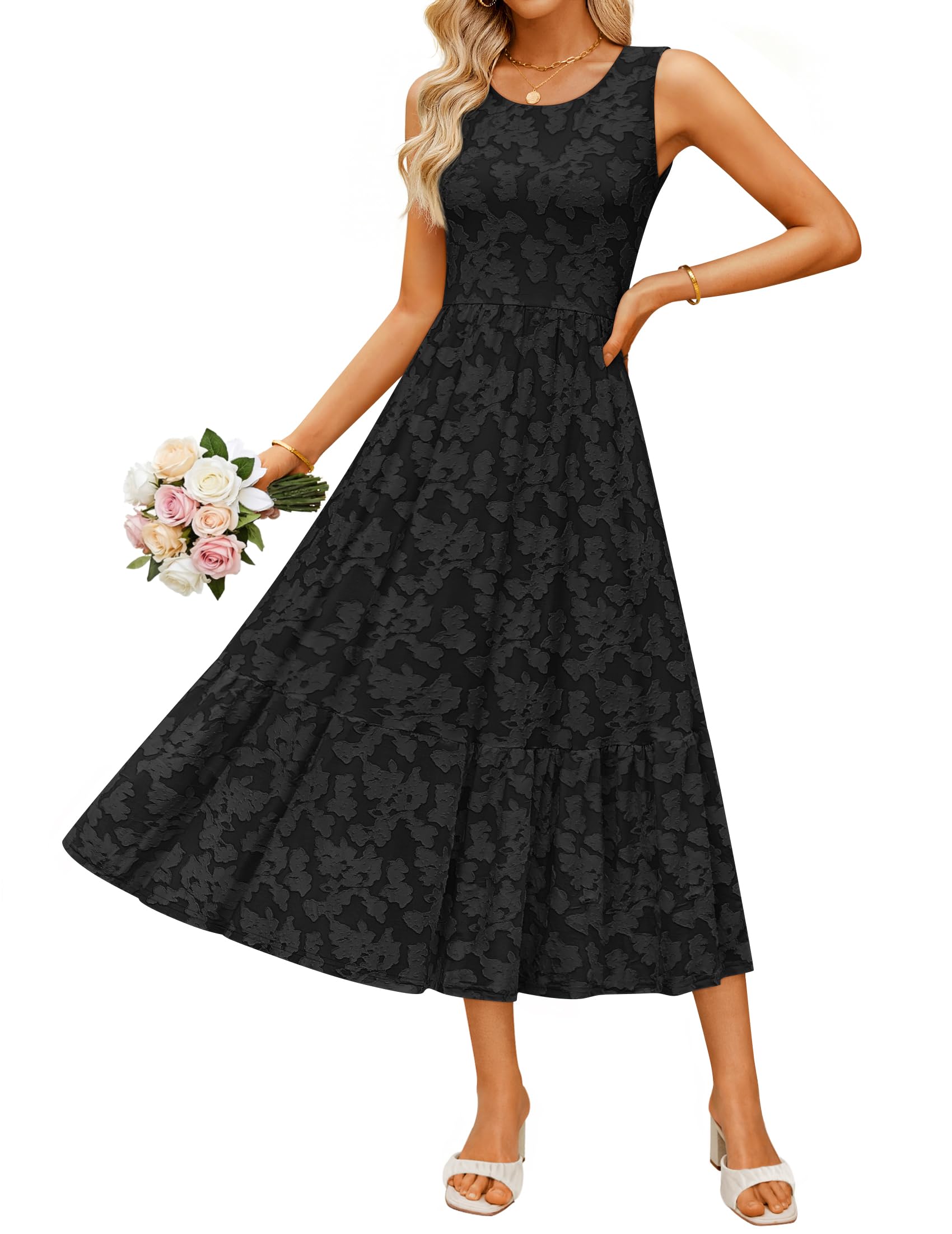 Luxuii Sleeveless Beach Vacation Dresses Casual Flowy Sundress