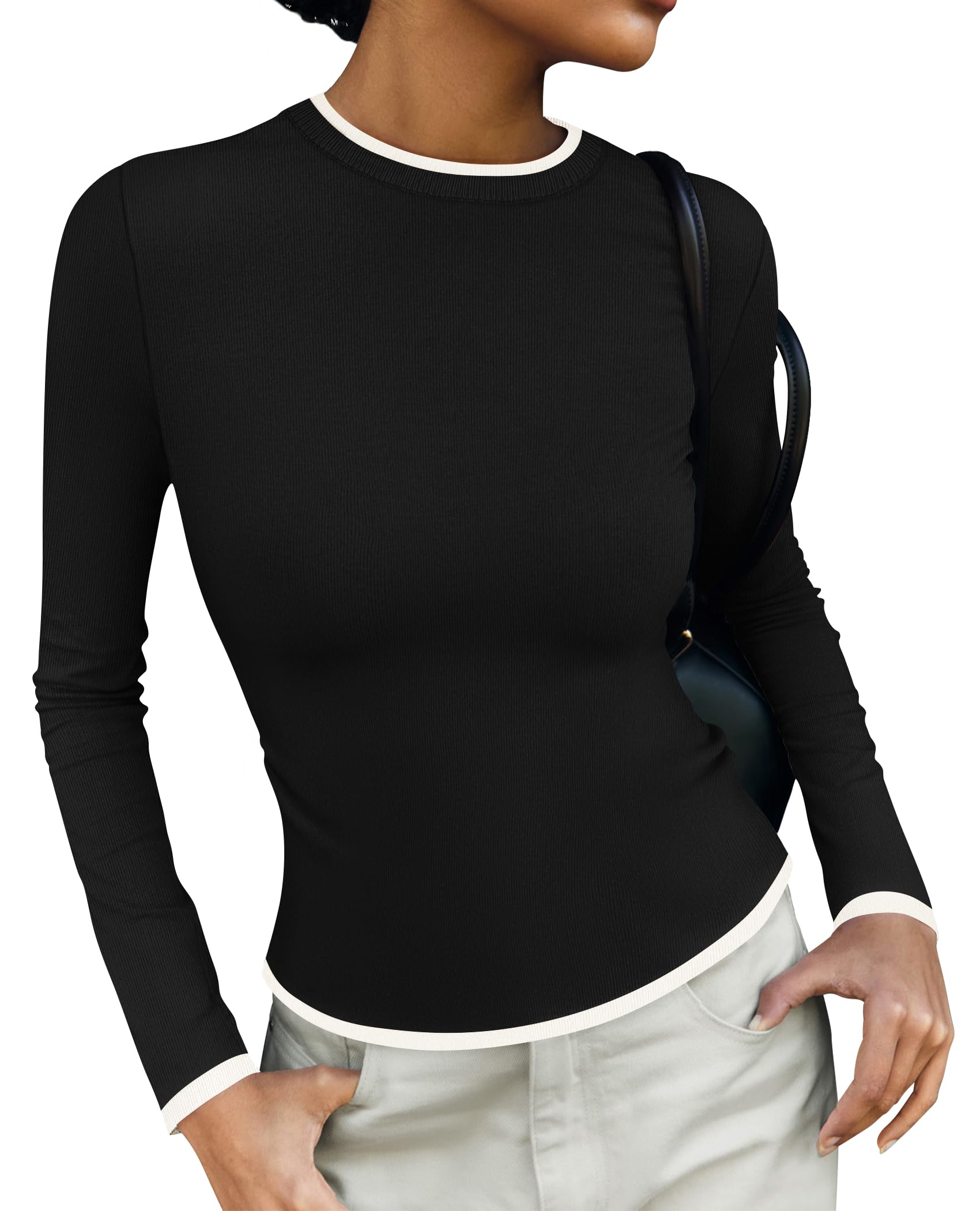 Luxuii Crewneck Knit Slim Fitted Tee Sweater Tops