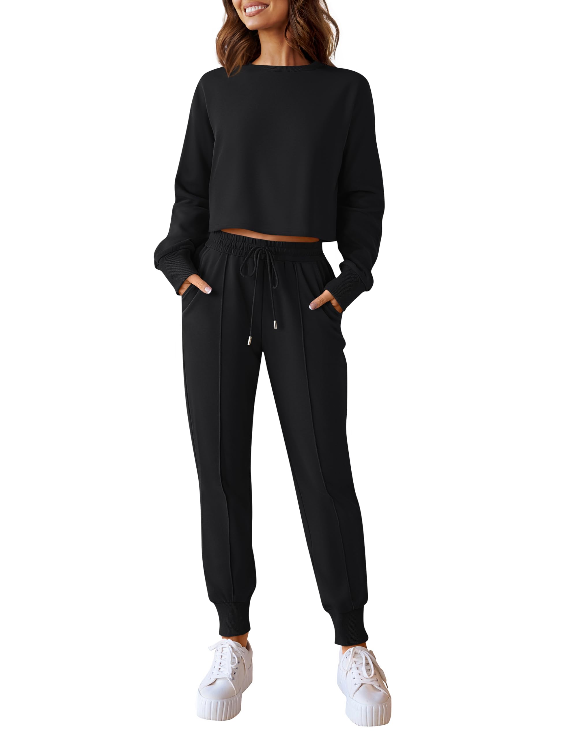 Luxuii Crop Top and Pants Jogger Long Sleepwear Loungewear