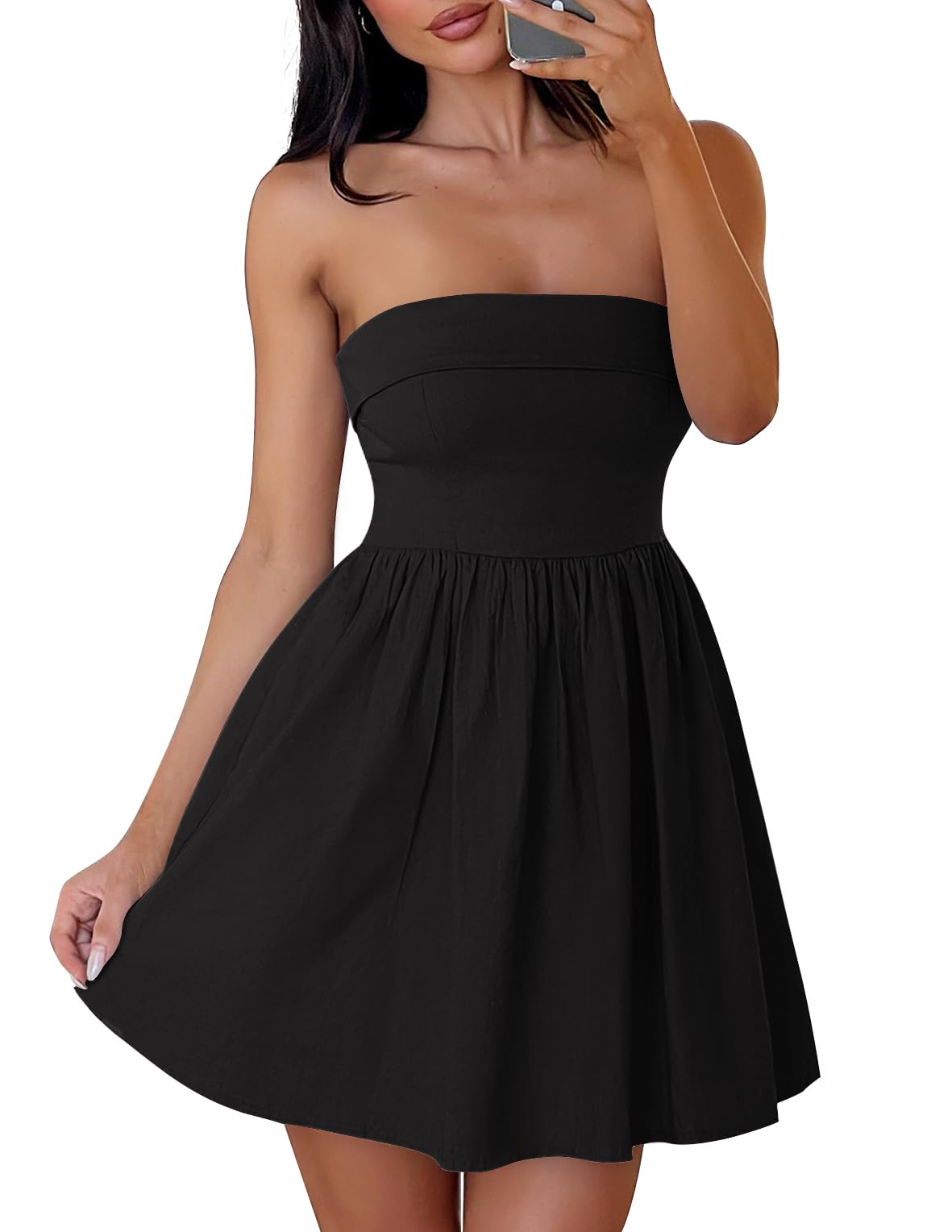 Luxuii Sexy Strapless High Waist Pleated Short Dresses