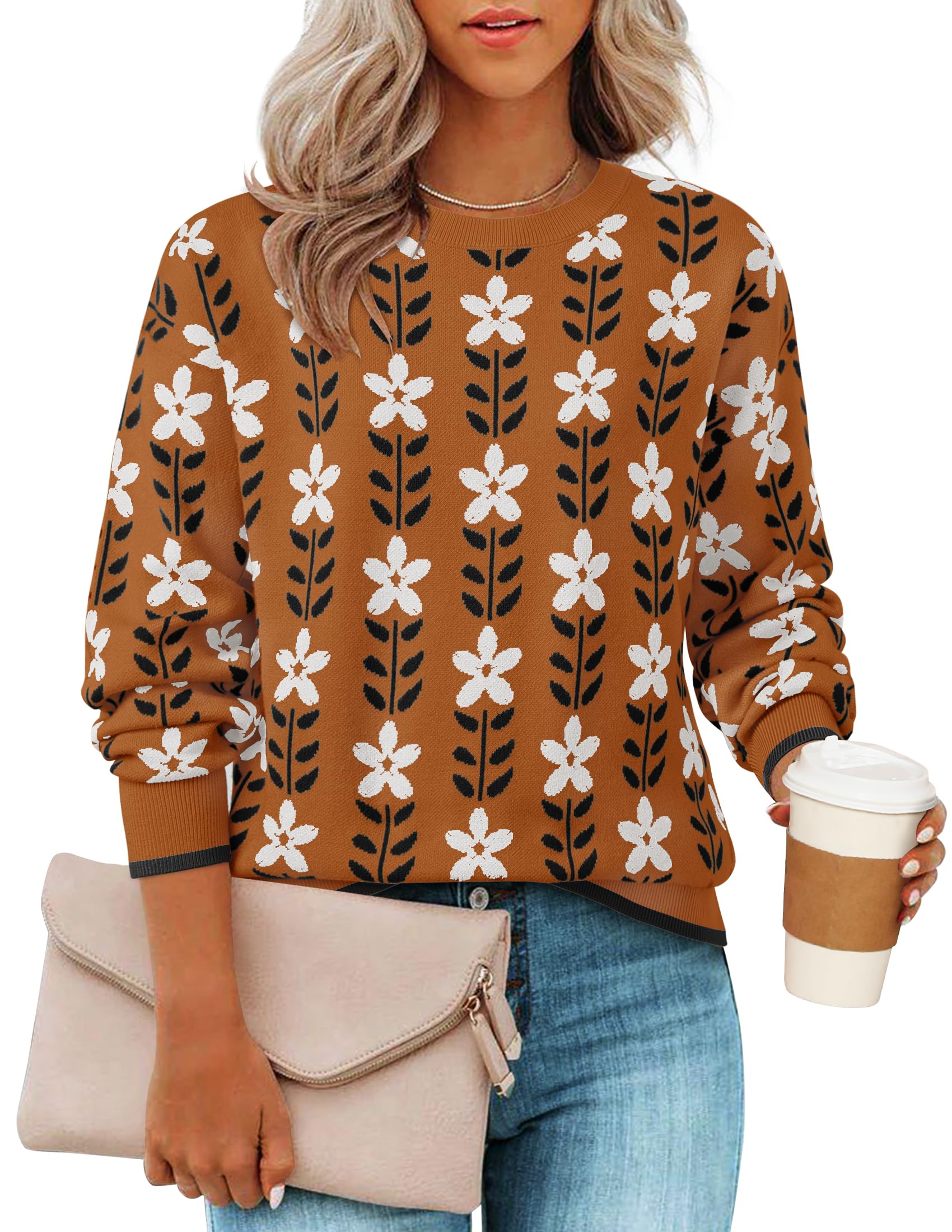 Luxuii Crewneck Printed Cute Oversized Knitted Pullover Tops