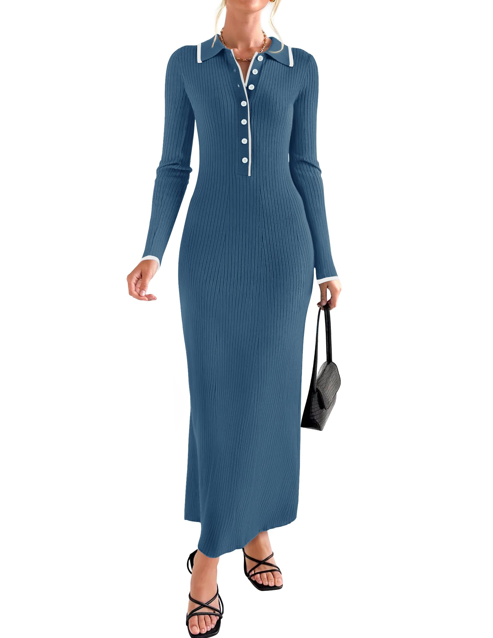 Luxuii V Neck Ribbed Knit Casual Formal Cocktail Bodycon Dresses