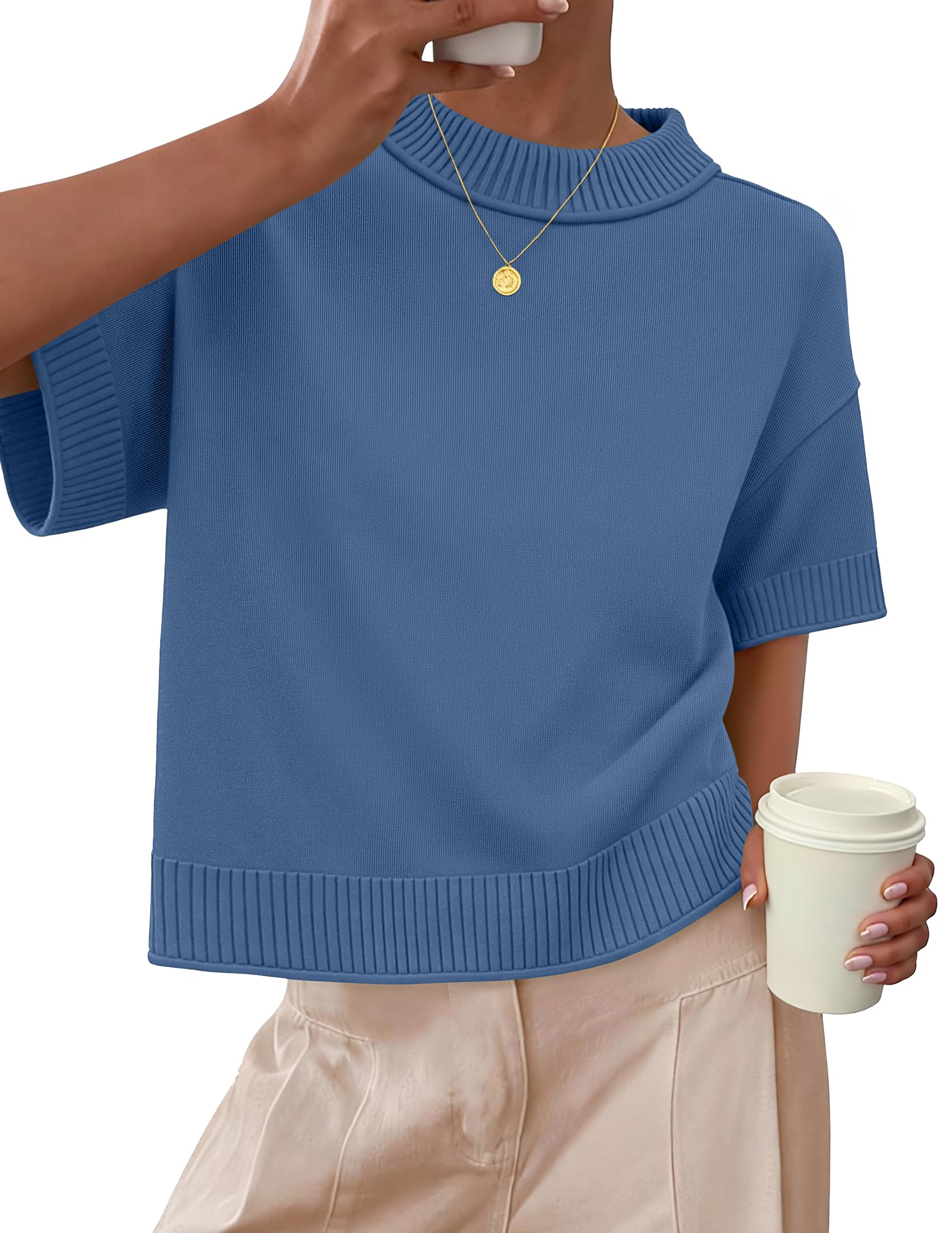 Luxuii Sweaters Summer Oversized Crewneck Soft Knit Cropped Tops