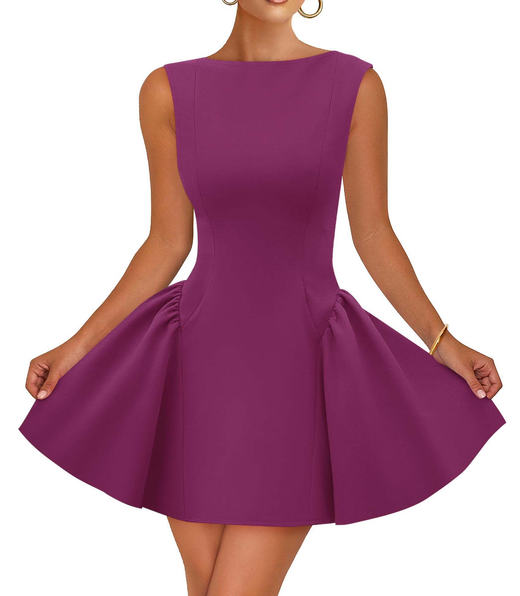 Luxuii Cocktail Boat Neck Backless Swing Wedding Club Party Dresses