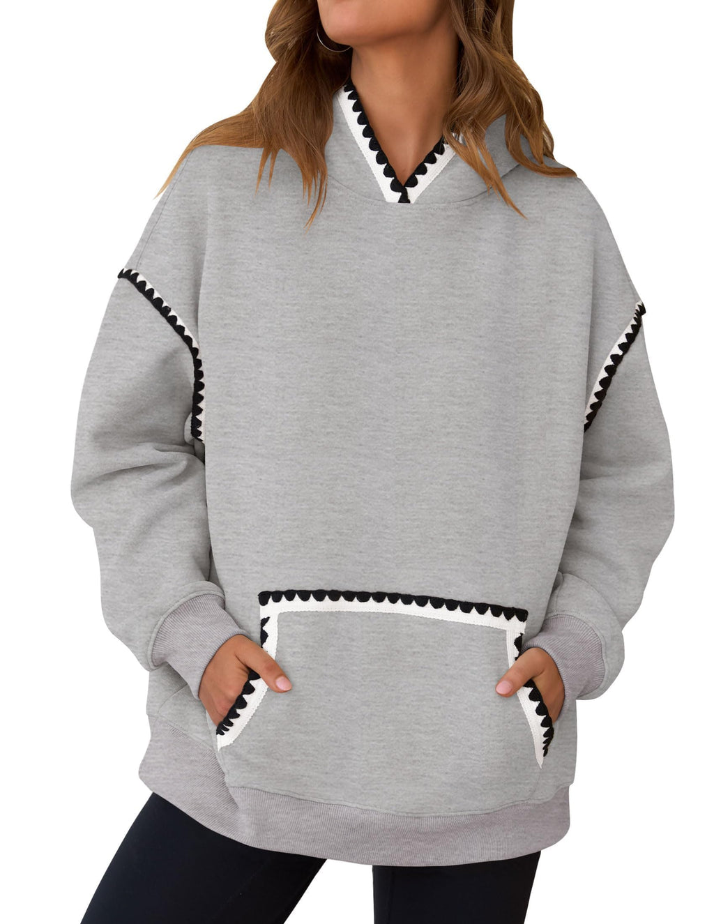 Luxuii Oversized Sweatshirts Fleece Hoodies Long Sleeve Pullover Top
