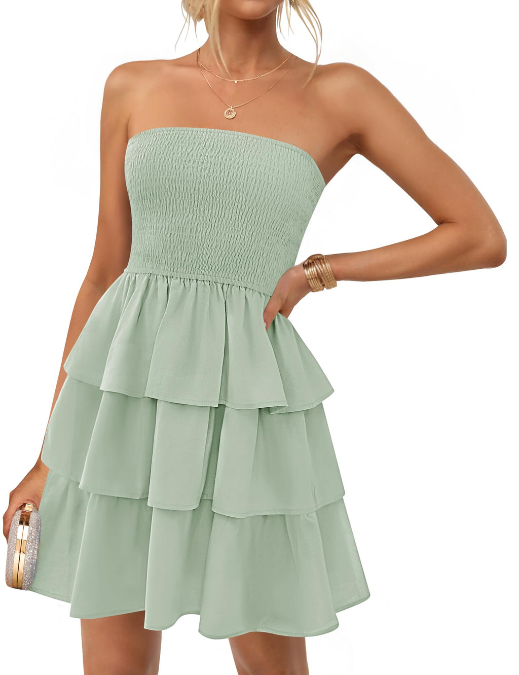 Luxuii Strapless Smocked Tube Dress Off Shoulde Mini Sundress
