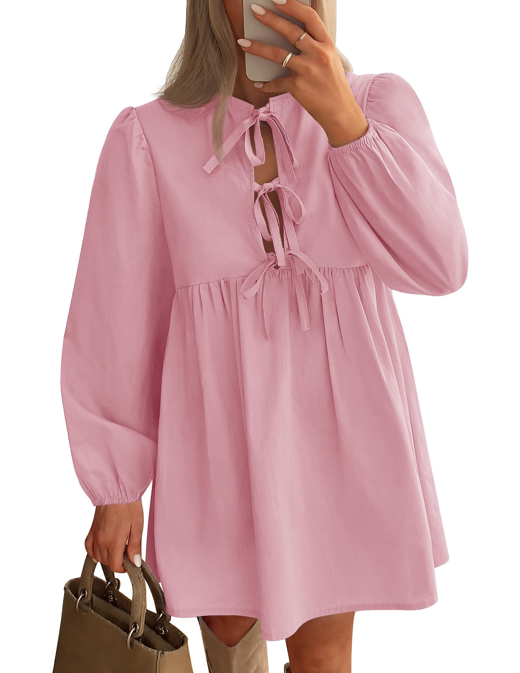 Luxuii Self Tie Front Babydoll A Line Pleated Cute Dresses