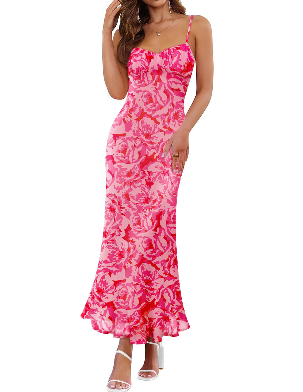 Luxuii Floral Sleeveless Square Neck Backless Bodycon Dresses