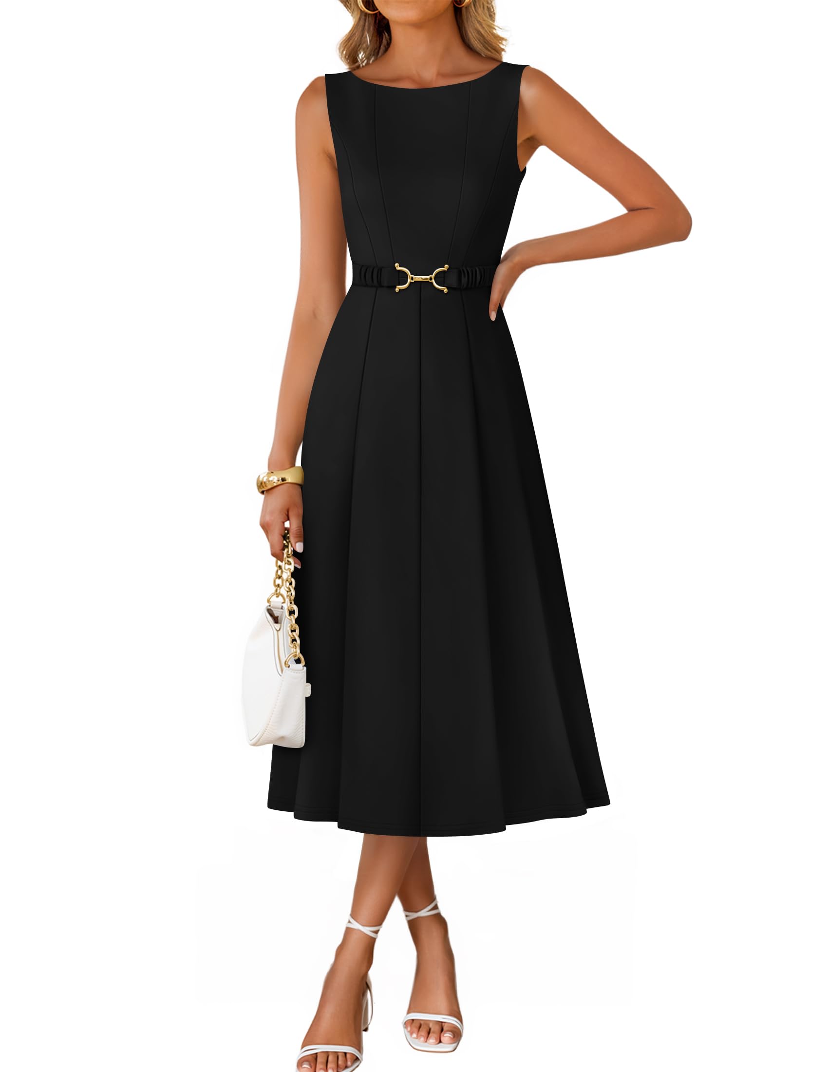 Luxuii Elegant Boat Neck A Line Tie Waist Spring Cocktail Party Dress