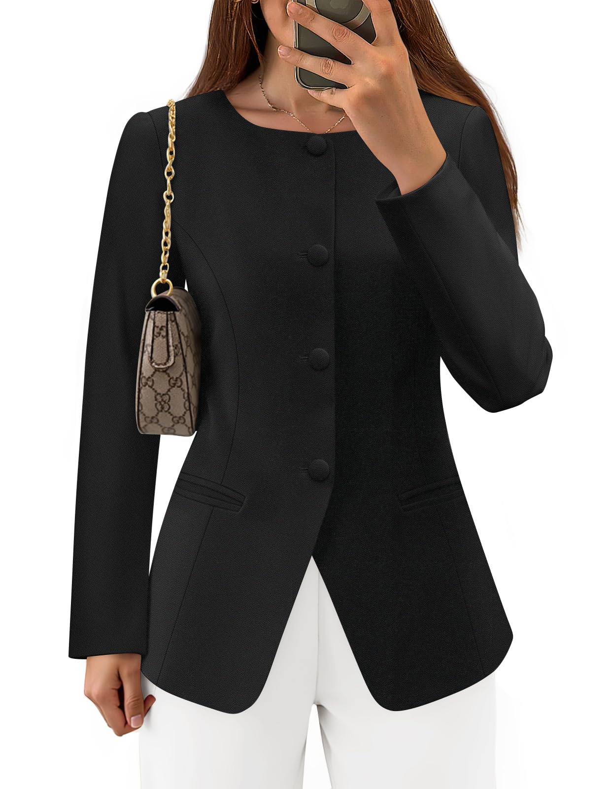 Luxuii Fall Button Suit Jackets Office Work Outfits Fitted Blazer