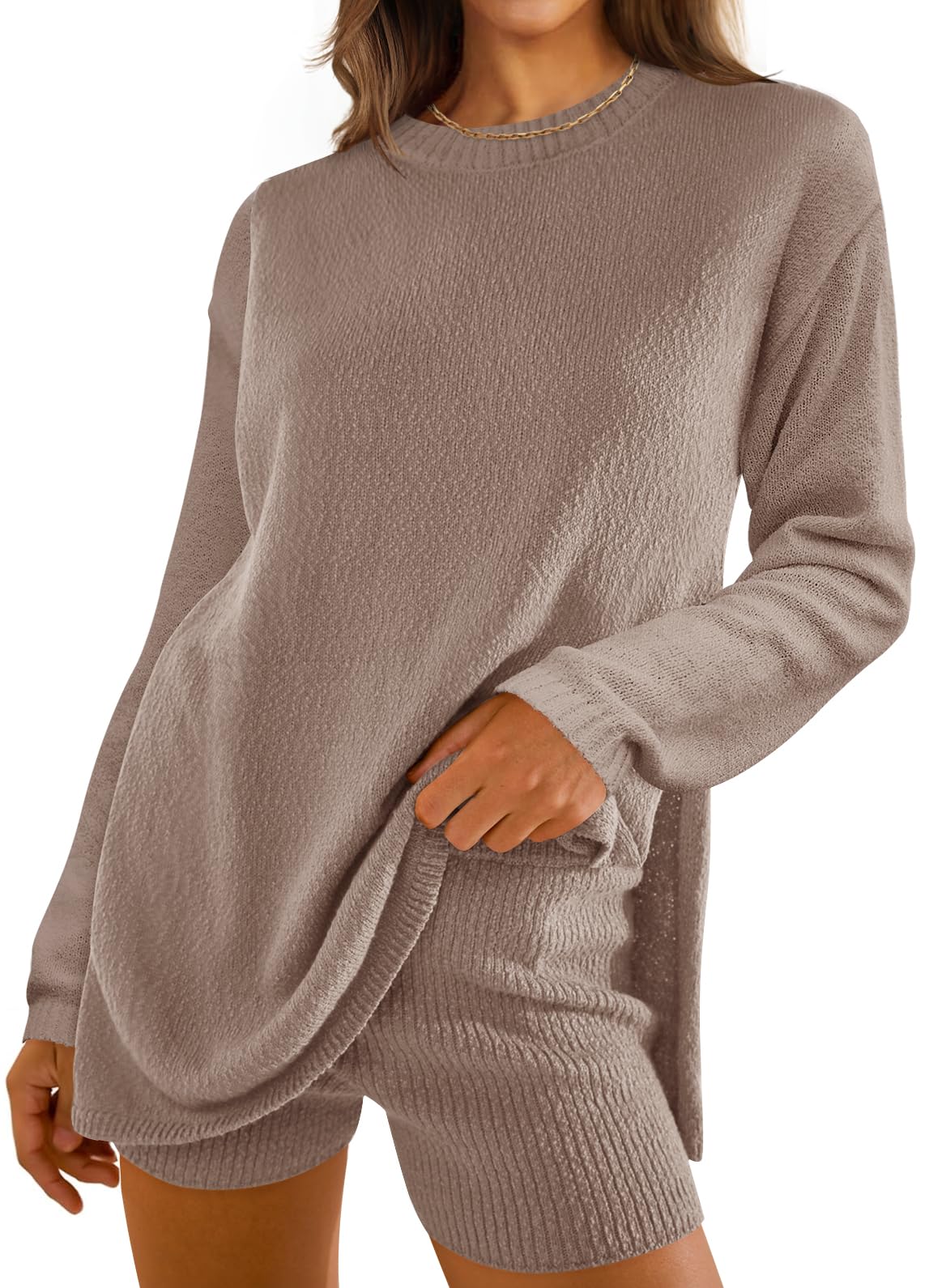 Luxuii Women's Two Piece Sweater Lounge Sets Shorts Outfits