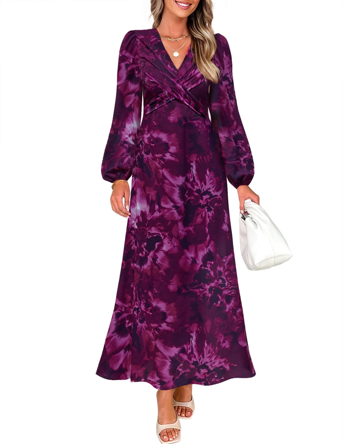 Luxuii Fall Boho V Neck Belted High Wasit Flowy Cocktail Party Dress