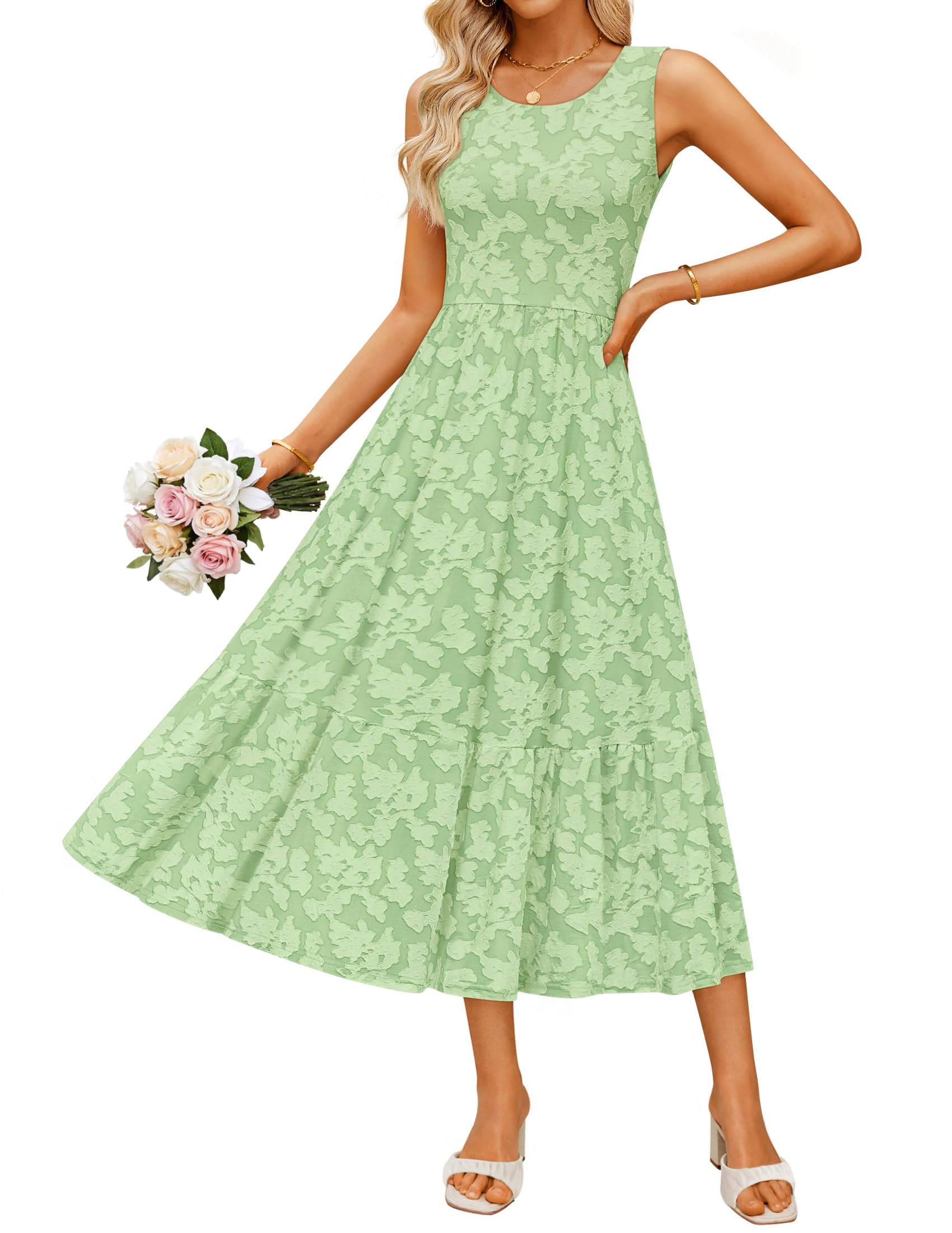 Luxuii Sleeveless Beach Vacation Dresses Casual Flowy Sundress