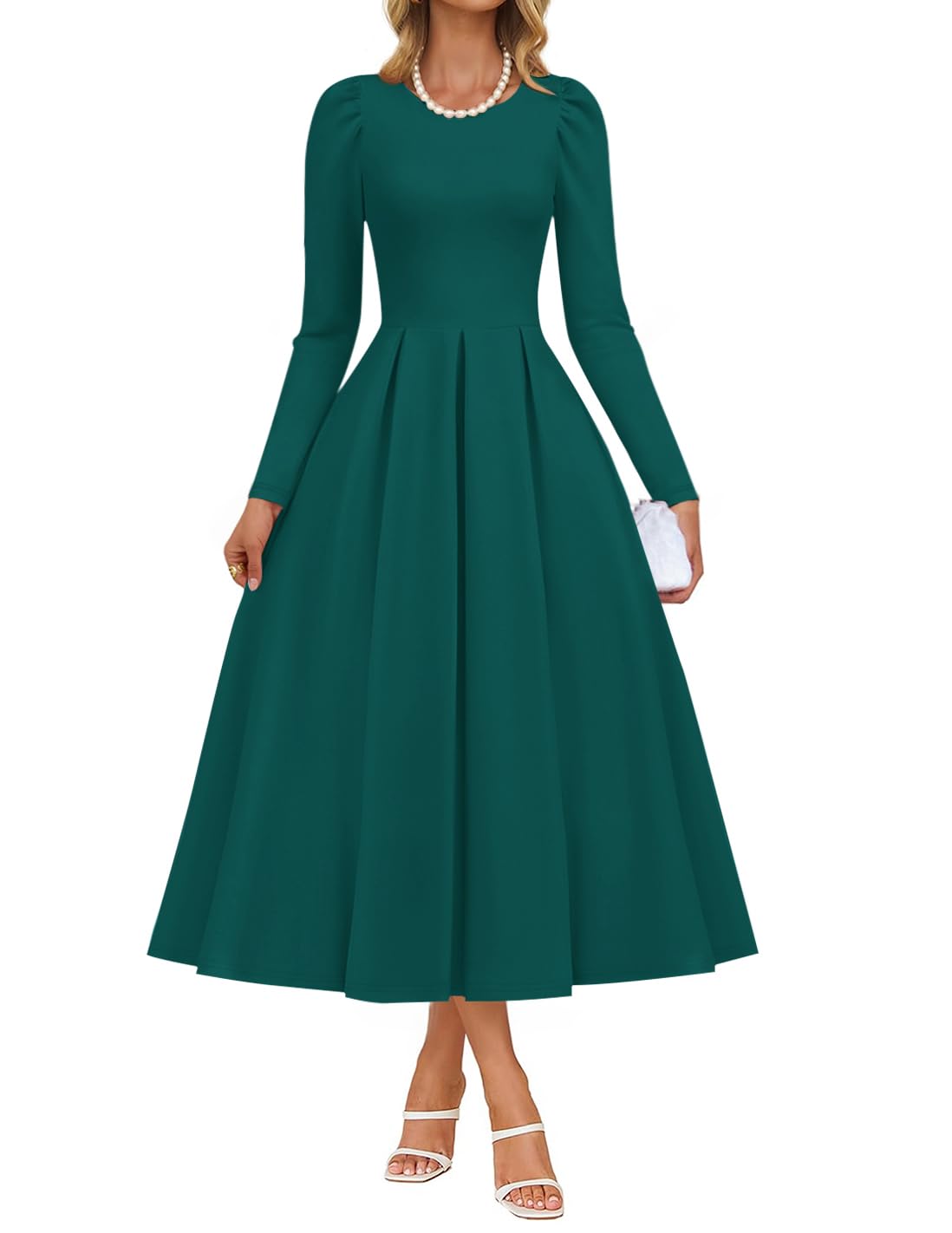 Luxuii Fall Elegant Crewneck Swing A Line Wedding Party Dress