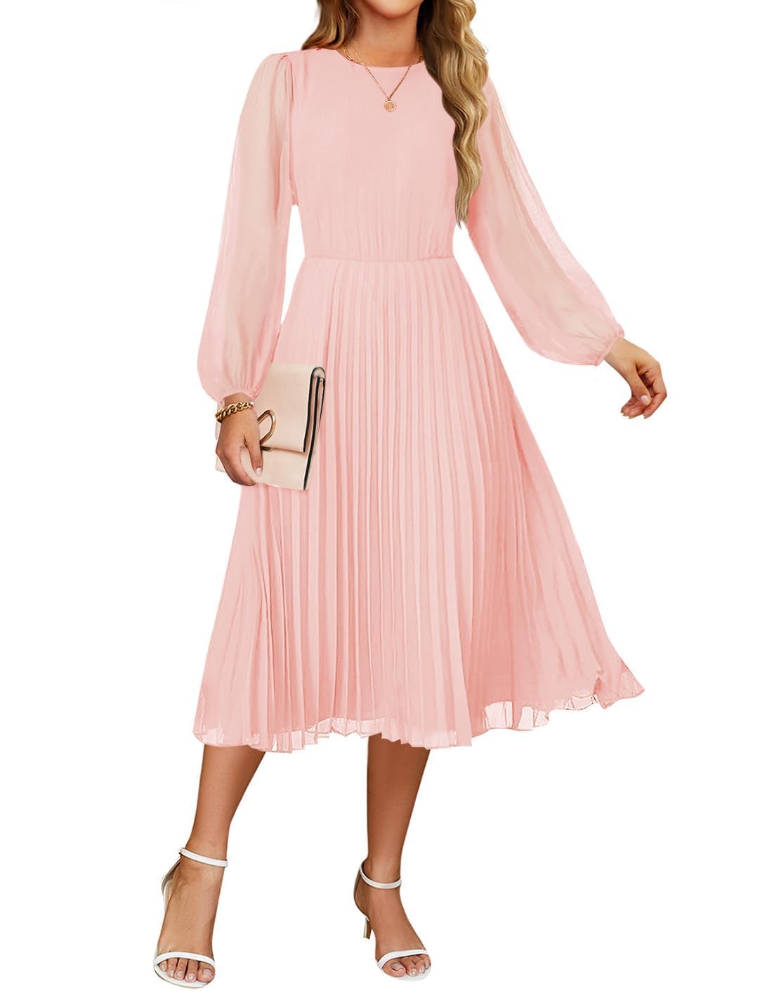 Luxuii Fall Crewnec Pleated A Line Cocktail Dress