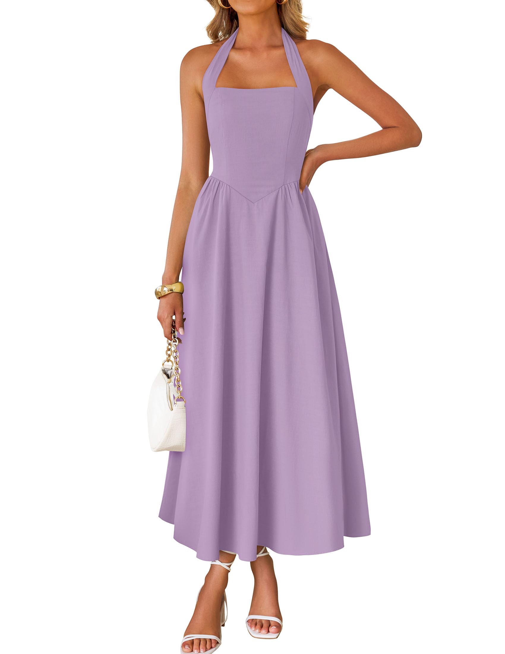 Luxuii Sleeveless Halter Off Shoulder High Waist Beach Long Dresses