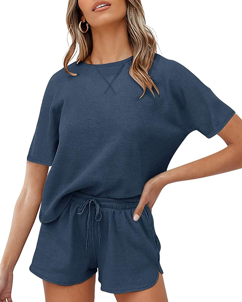 Luxuii Waffle Knit Loungewear Pajama Set