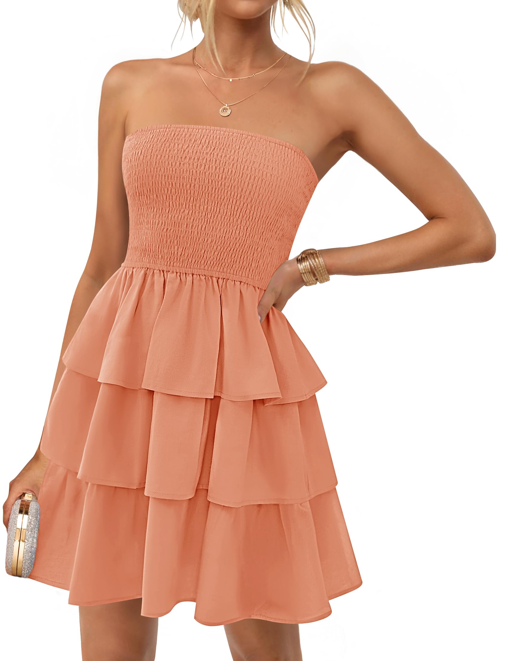 Luxuii Strapless Smocked Tube Dress Off Shoulde Mini Sundress