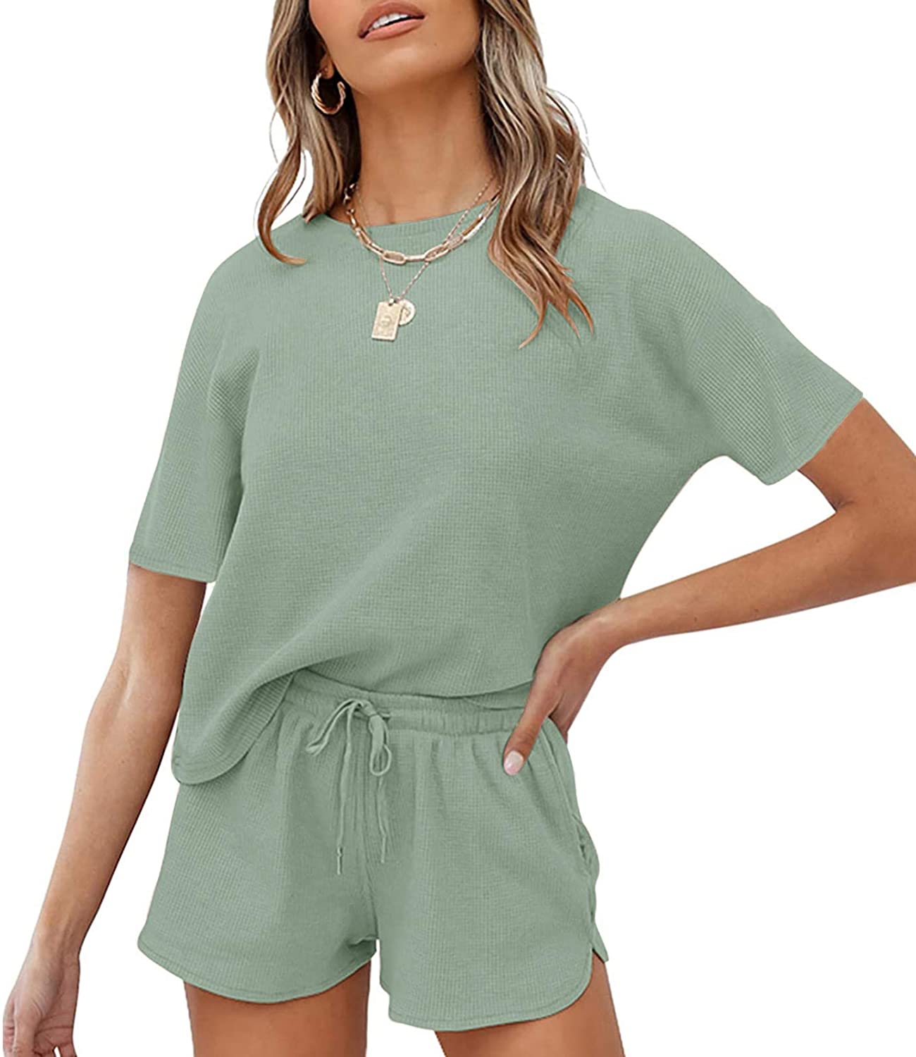Luxuii Waffle Knit Lounge Pajama Set