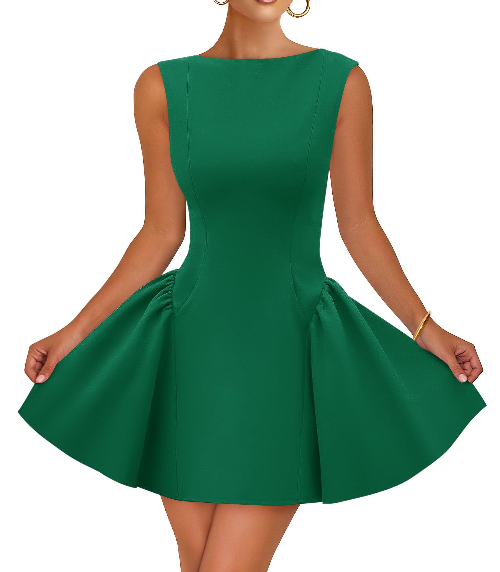 Luxuii Cocktail Boat Neck Backless Swing Wedding Club Party Dresses