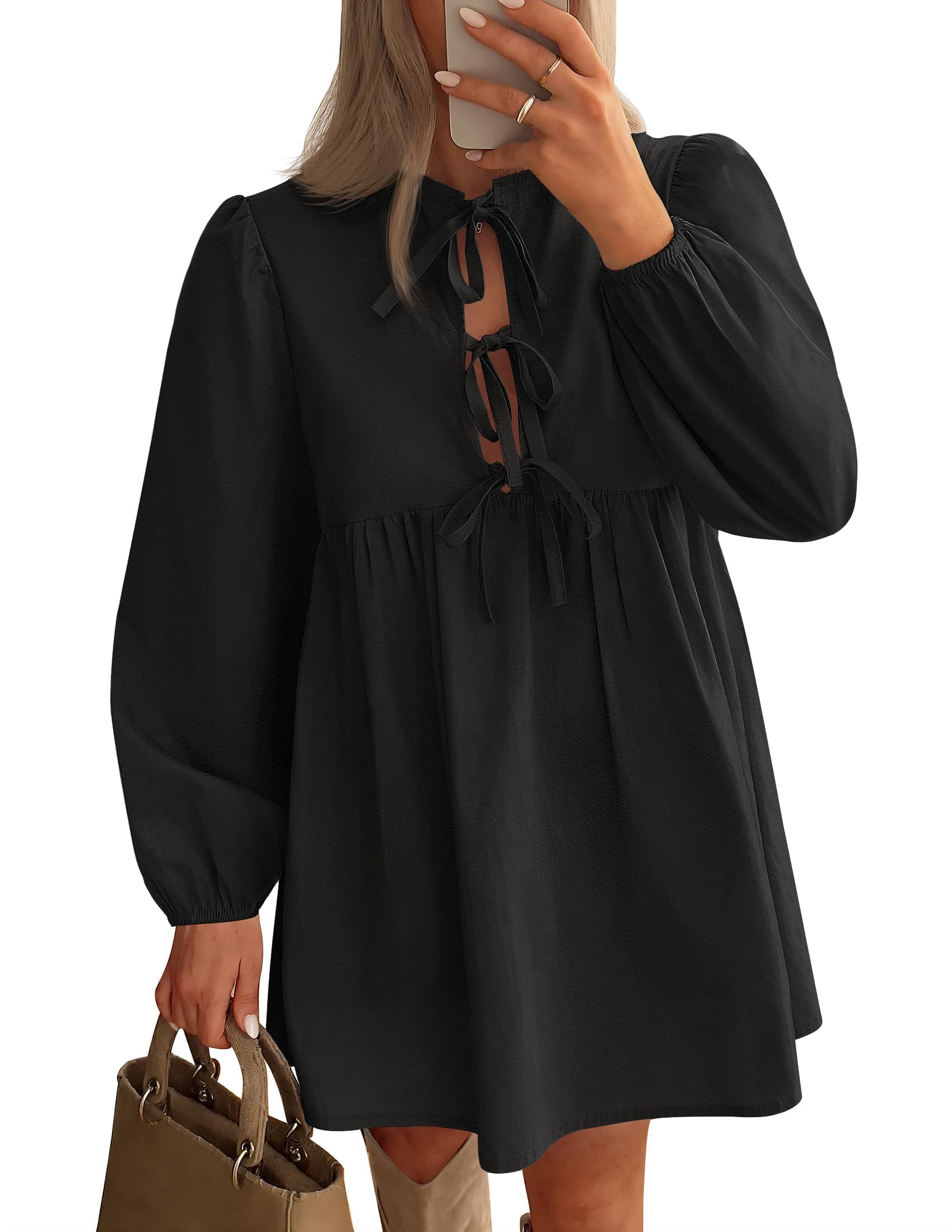 Luxuii Self Tie Front Babydoll A Line Pleated Cute Dresses