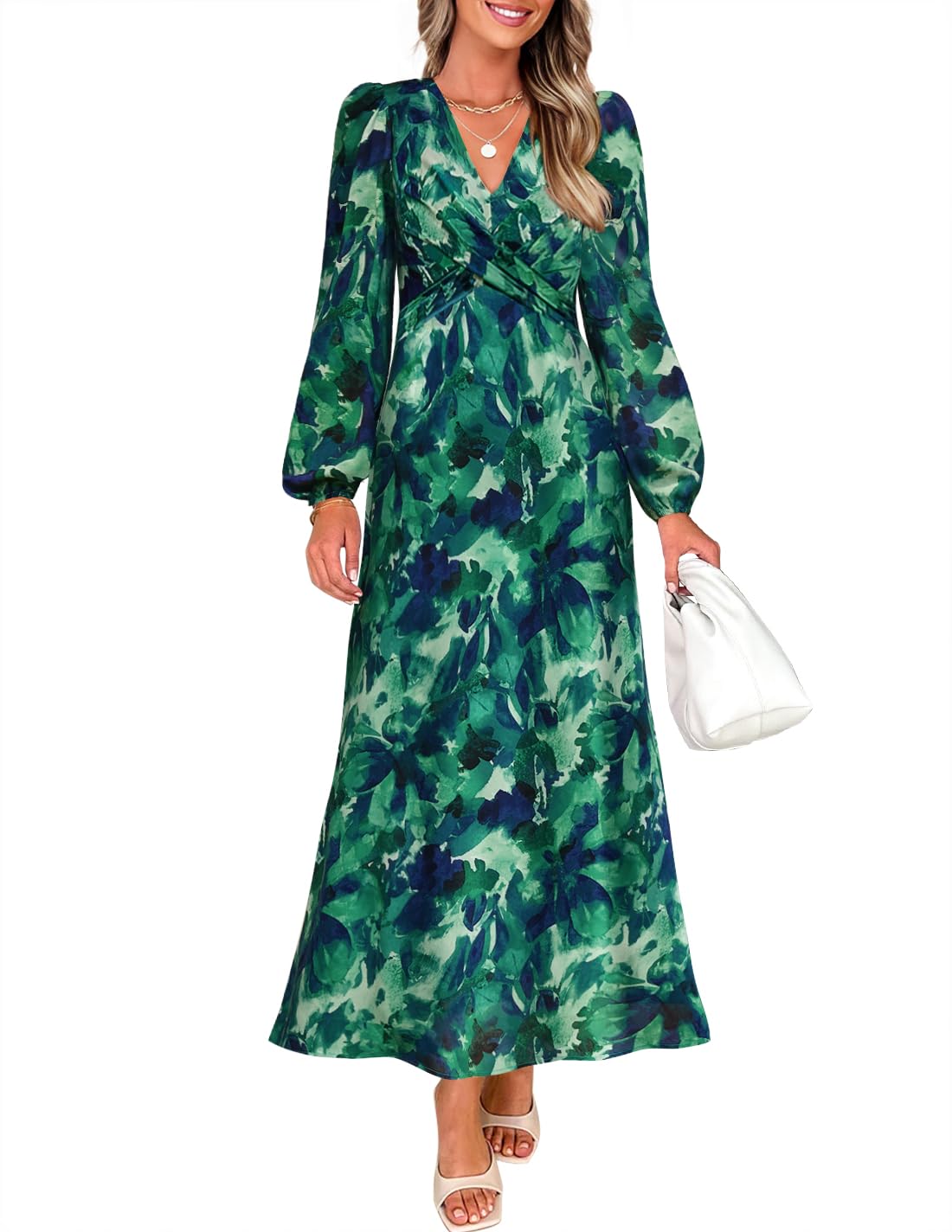Luxuii Fall Boho V Neck Belted High Wasit Flowy Cocktail Party Dress