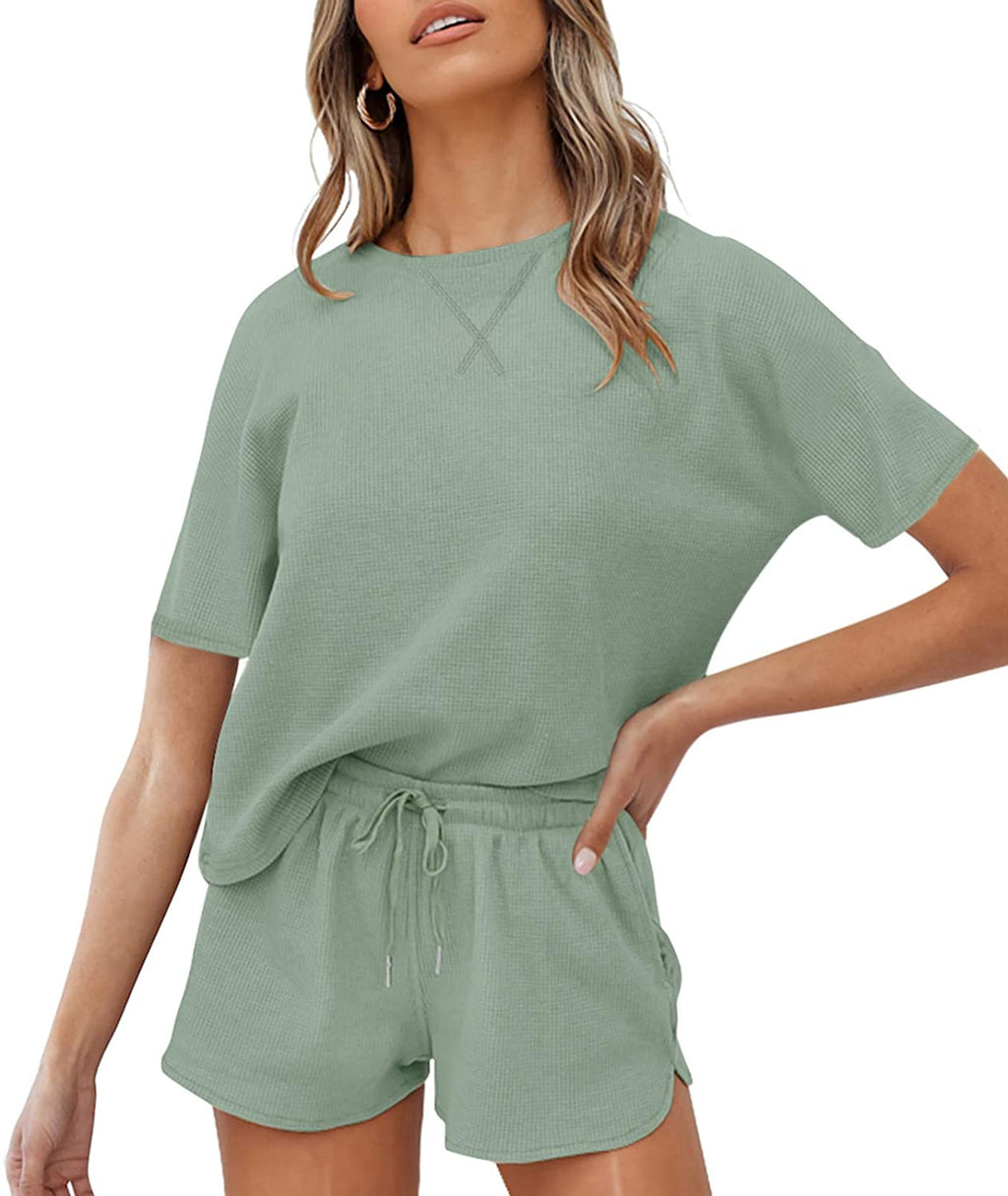 Luxuii Waffle Knit Loungewear Pajama Set