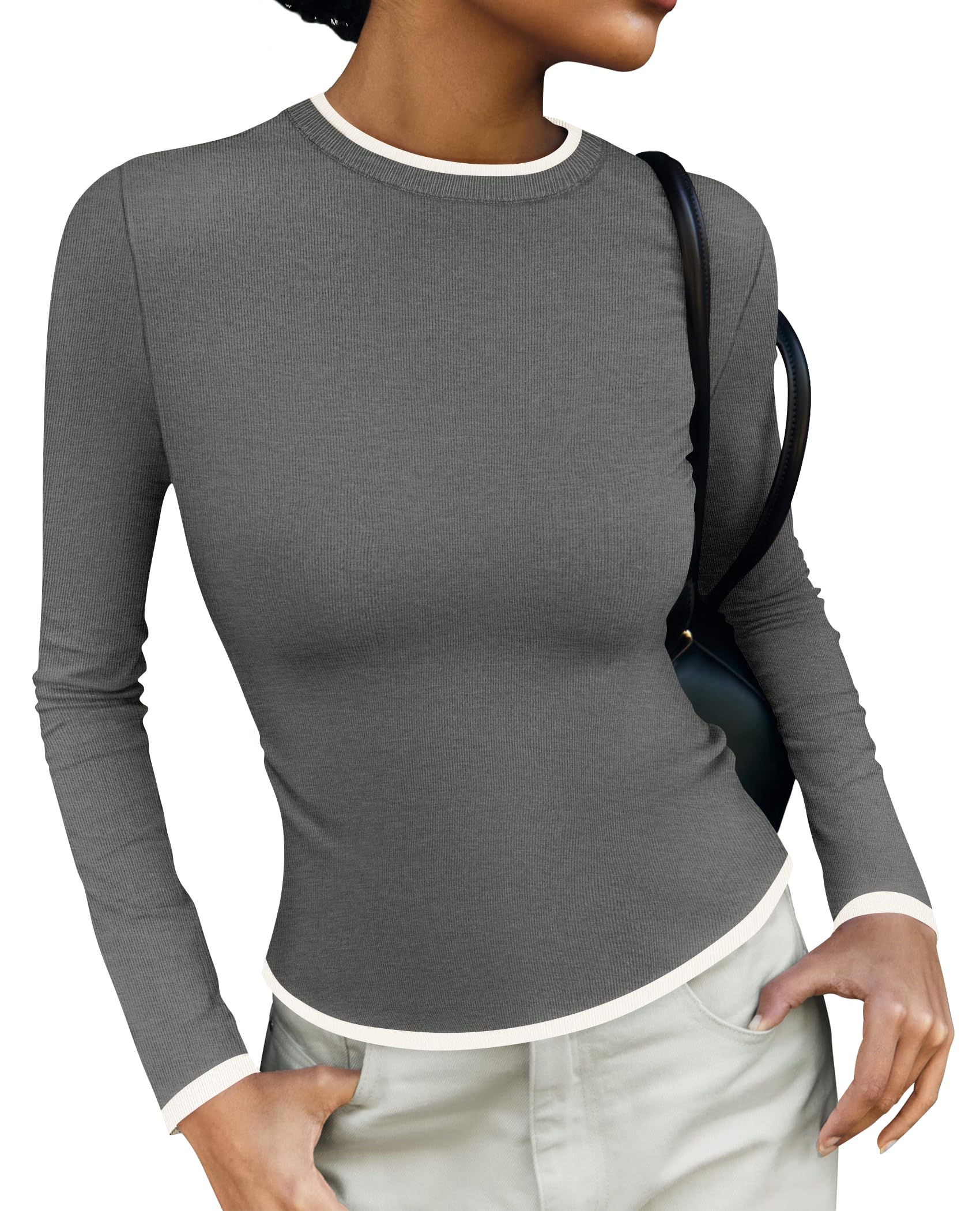 Luxuii Crewneck Knit Slim Fitted Tee Sweater Tops