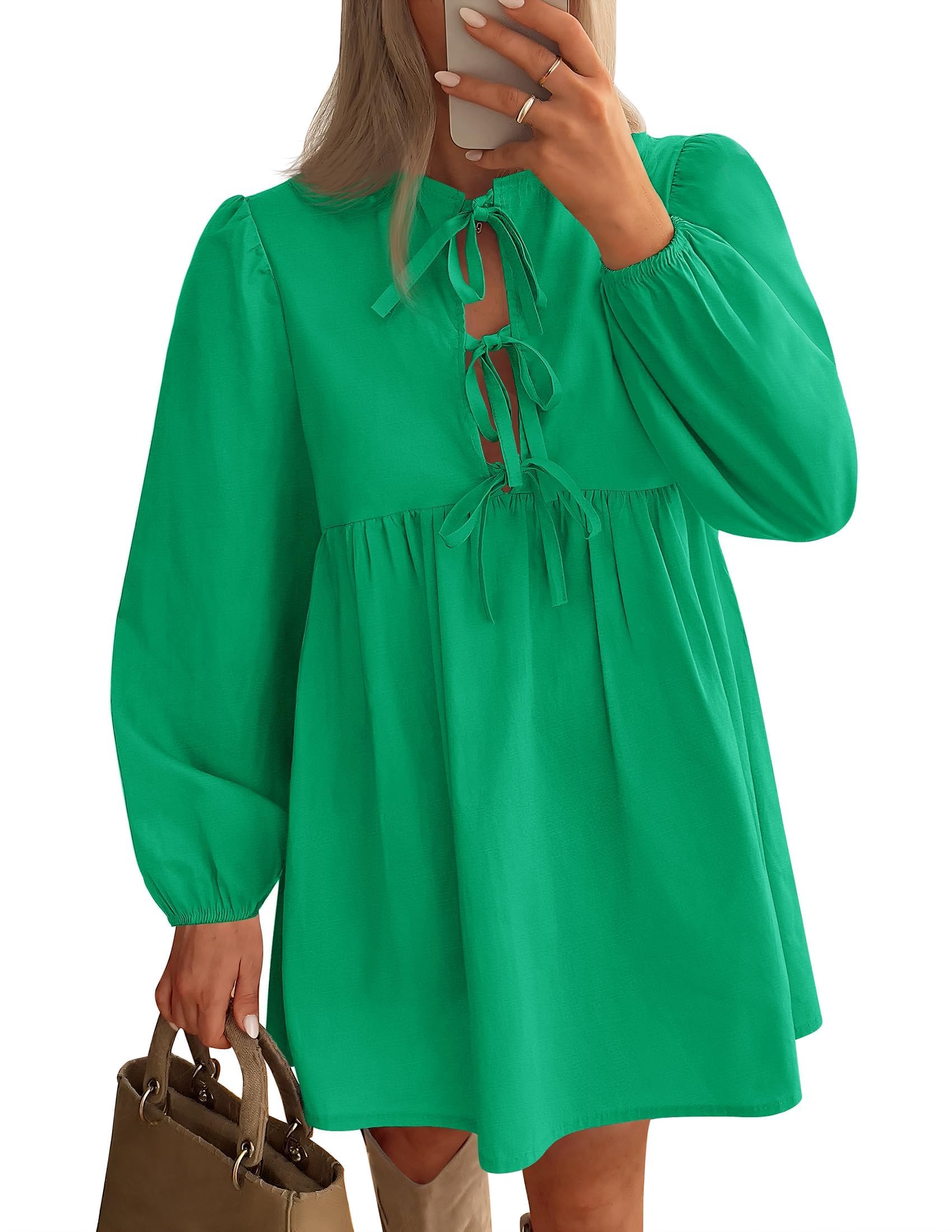 Luxuii Self Tie Front Babydoll A Line Pleated Cute Dresses