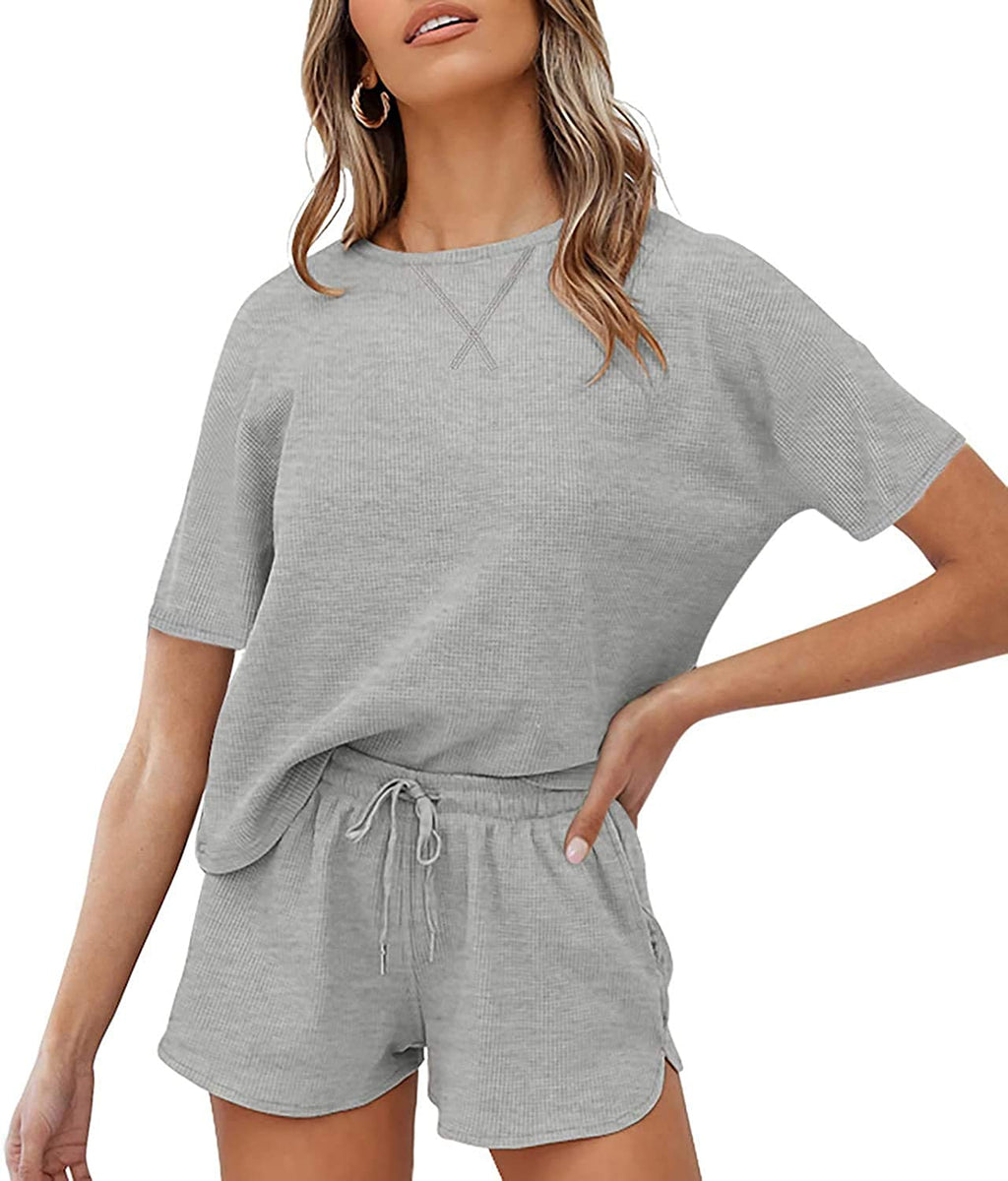 Luxuii Waffle Knit Loungewear Pajama Set