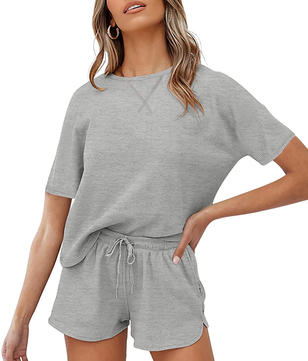 Luxuii Waffle Knit Loungewear Pajama Set