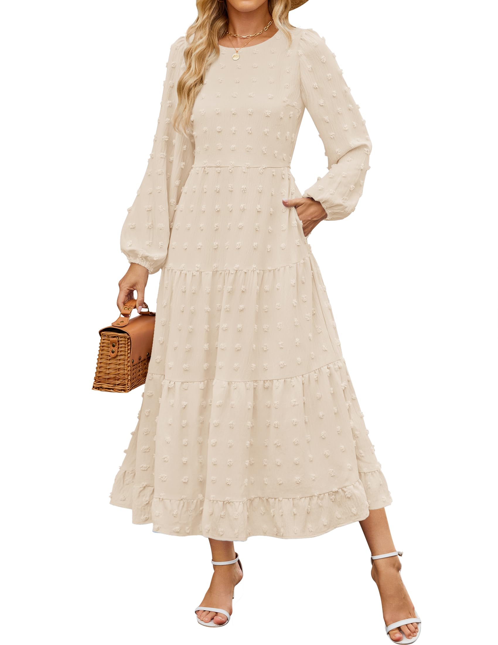 Luxuii Swiss Dot Tiered Flowy A Line Wedding Guest Dress