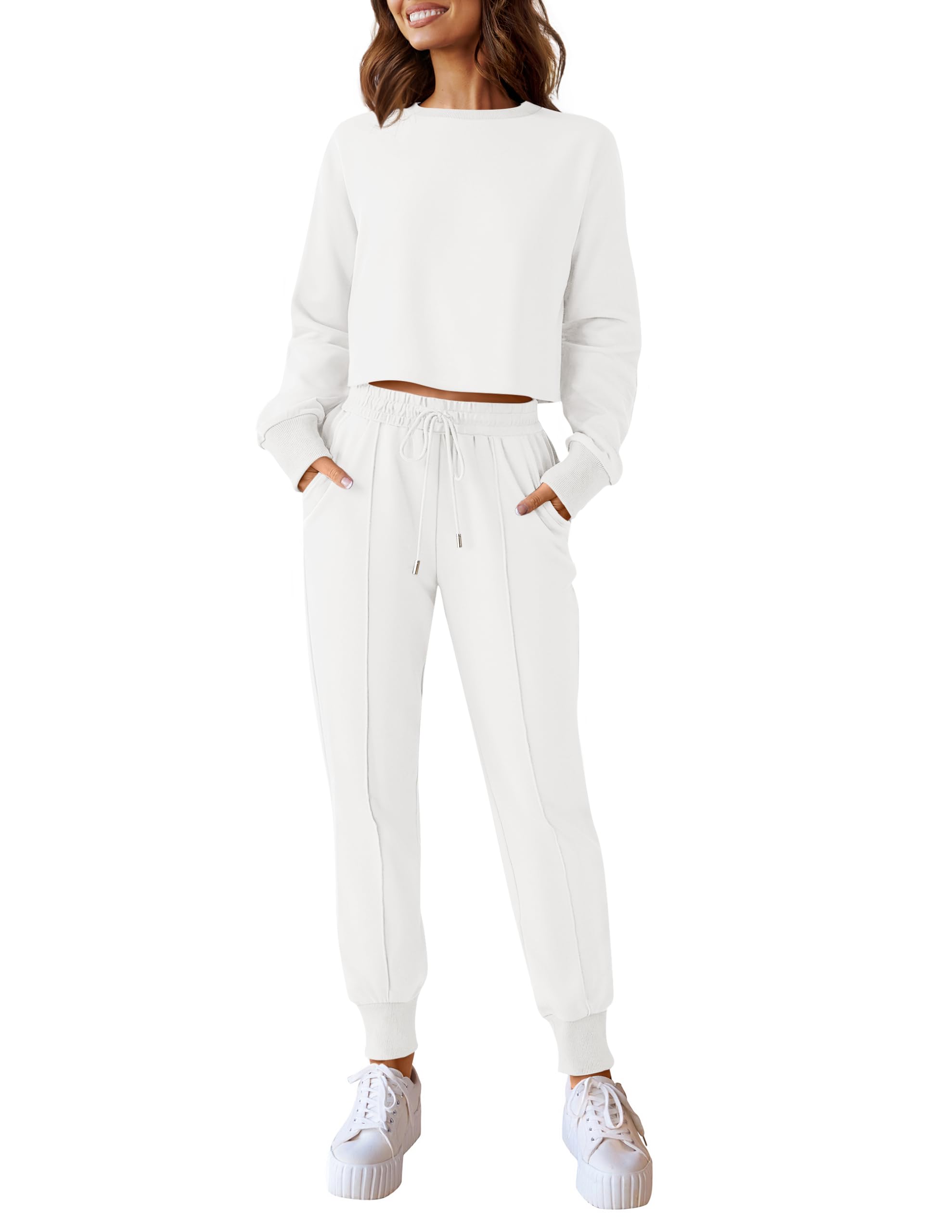 Luxuii Crop Top and Pants Jogger Long Sleepwear Loungewear