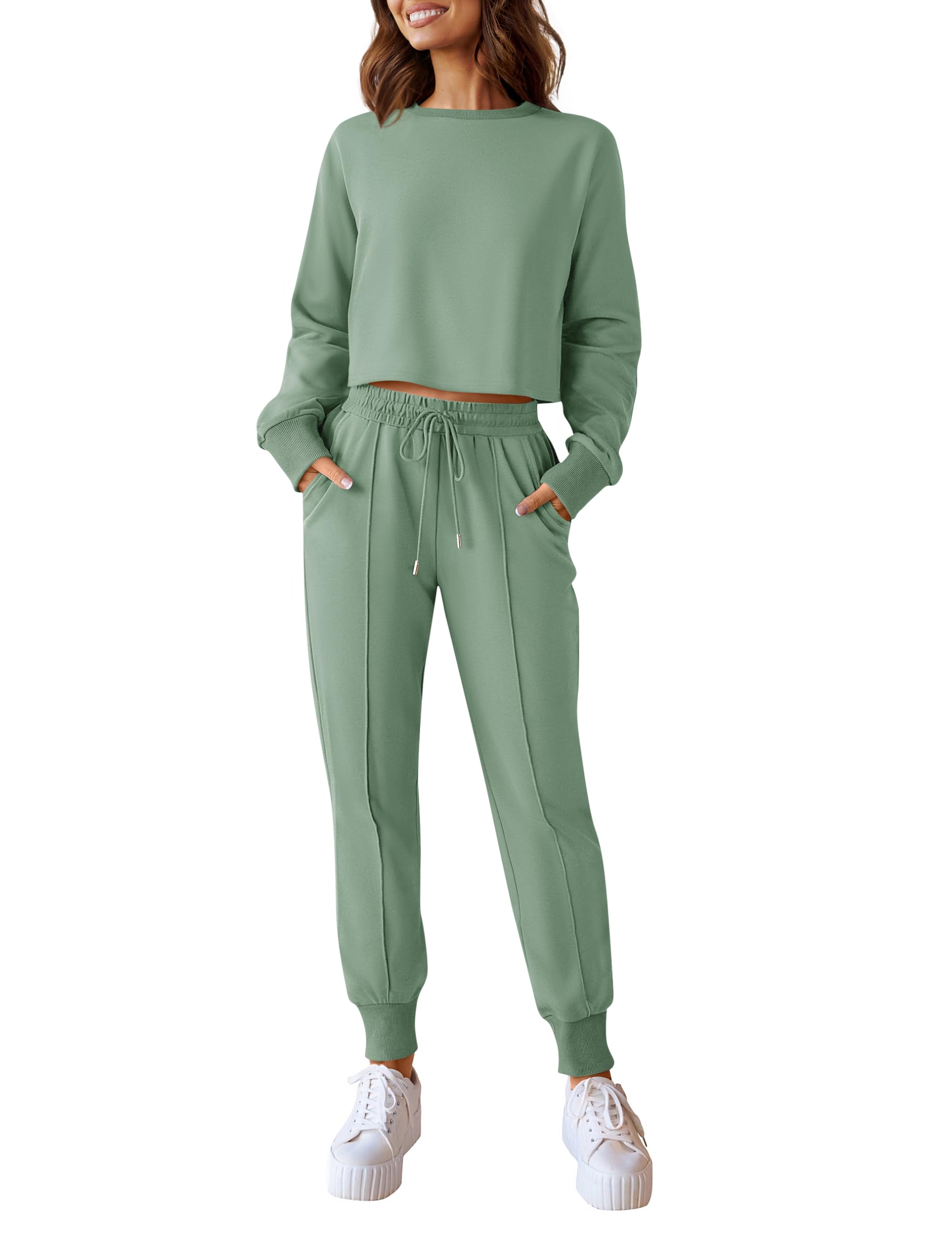 Luxuii Crop Top and Pants Jogger Long Sleepwear Loungewear