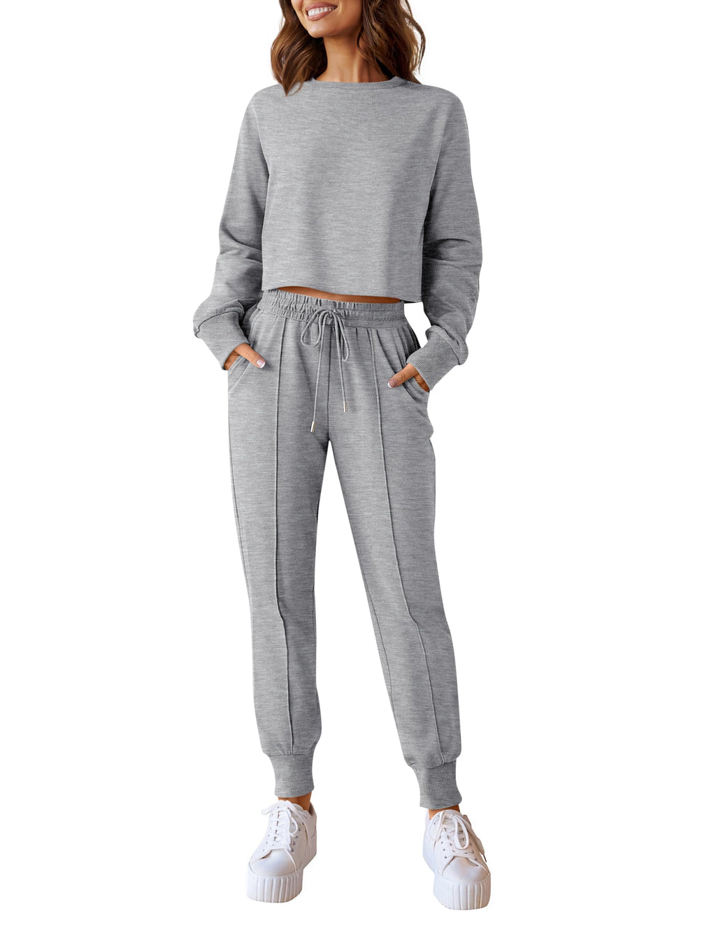 Luxuii Crop Top and Pants Jogger Long Sleepwear Loungewear