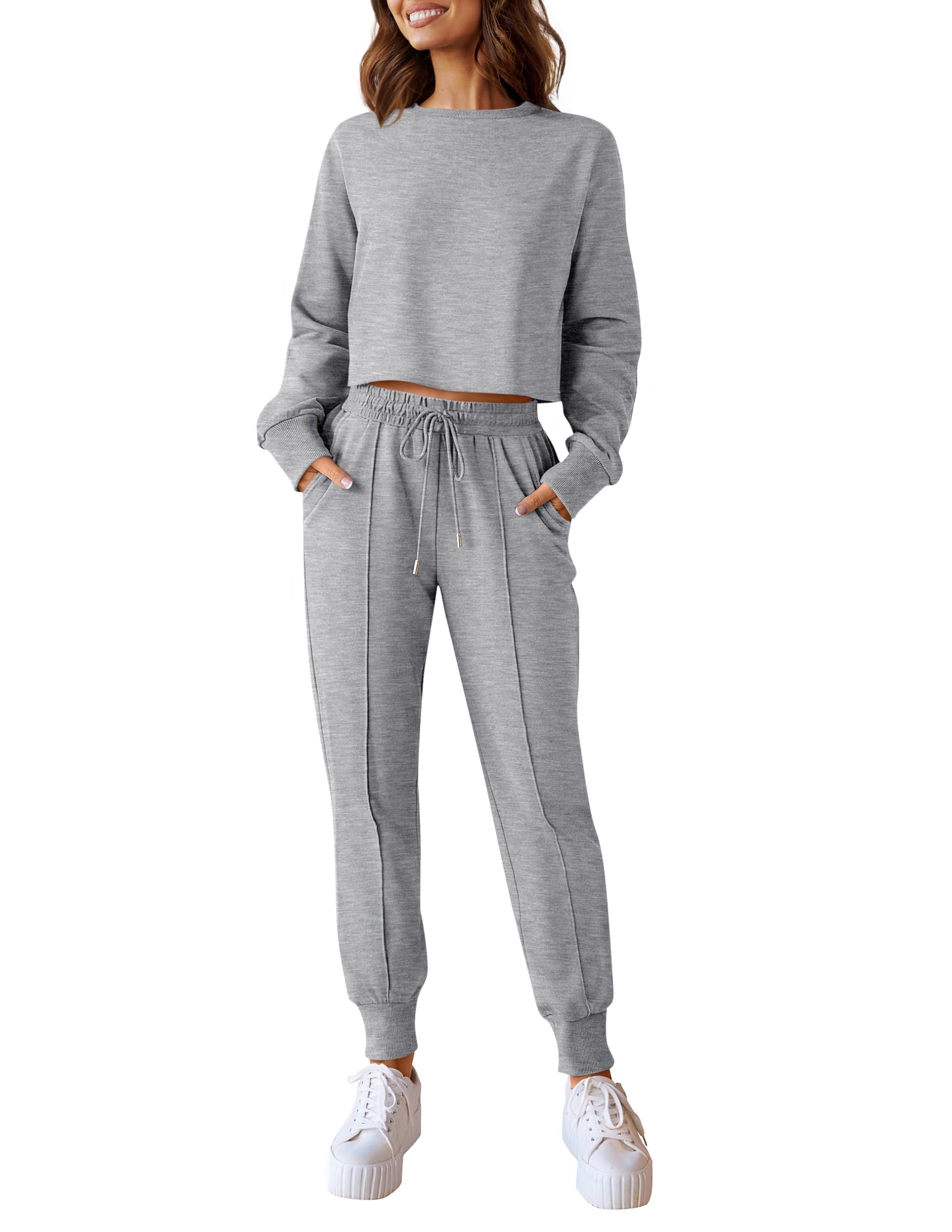 Luxuii Crop Top and Pants Jogger Long Sleepwear Loungewear