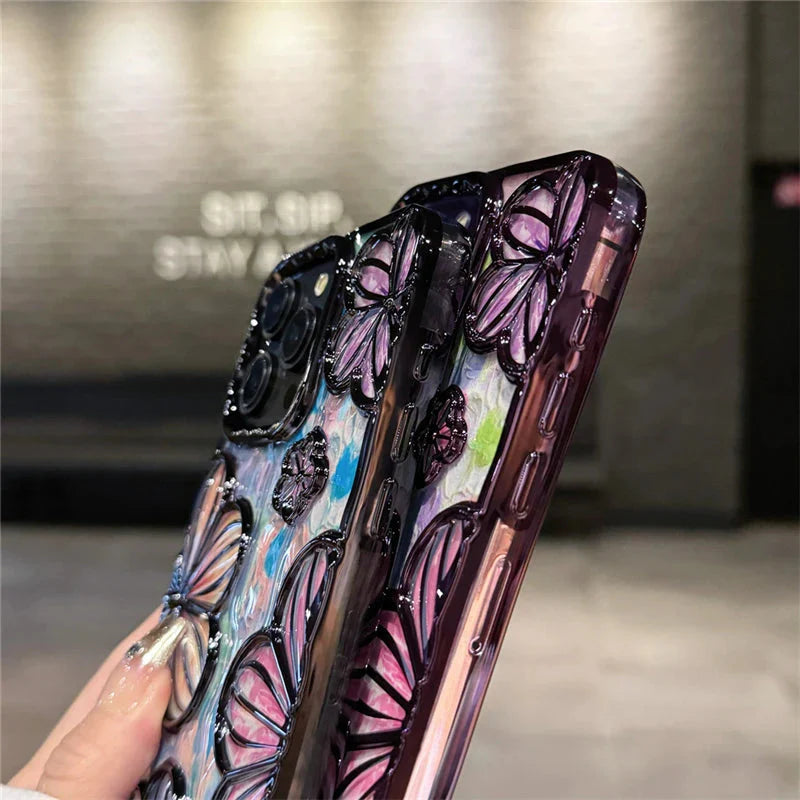 LUXURY PLATING FASHION FLOWERS PHONE CASE FOR IPHONE