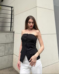 Luxuii Trendy Strapless Blazer Summer Dressy Tube Vest Tops