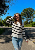 Luxuii Lightweight Striped Crewneck Ribbed Knit Shirts