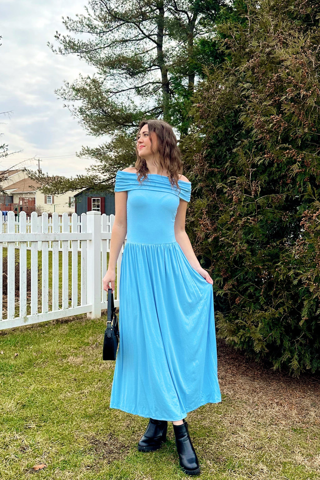 Luxuii Off The Shoulder Sleeveless Casual Slim Swing Pleated Dresses