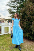 Luxuii Off The Shoulder Sleeveless Casual Slim Swing Pleated Dresses