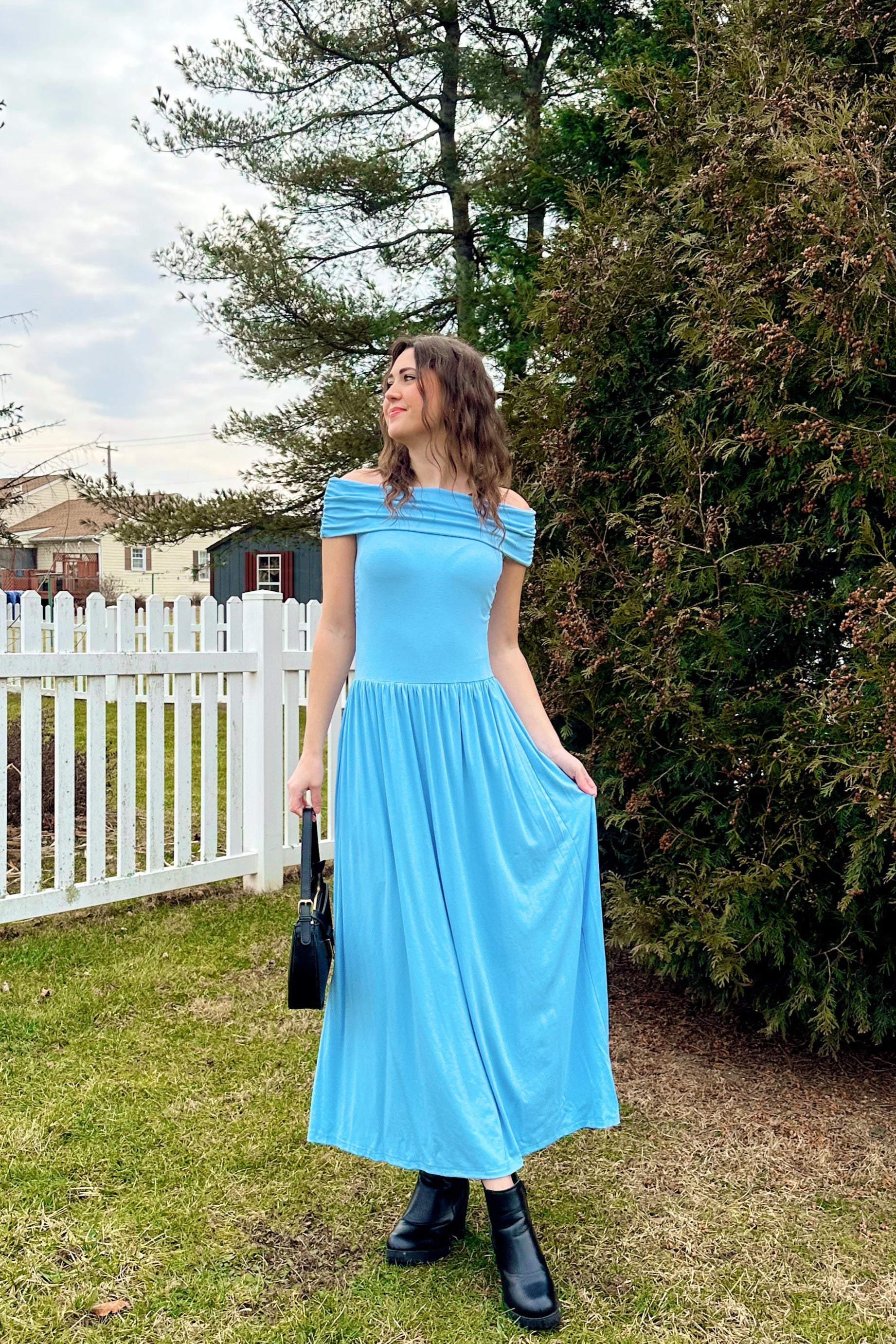 Luxuii Off The Shoulder Sleeveless Casual Slim Swing Pleated Dresses