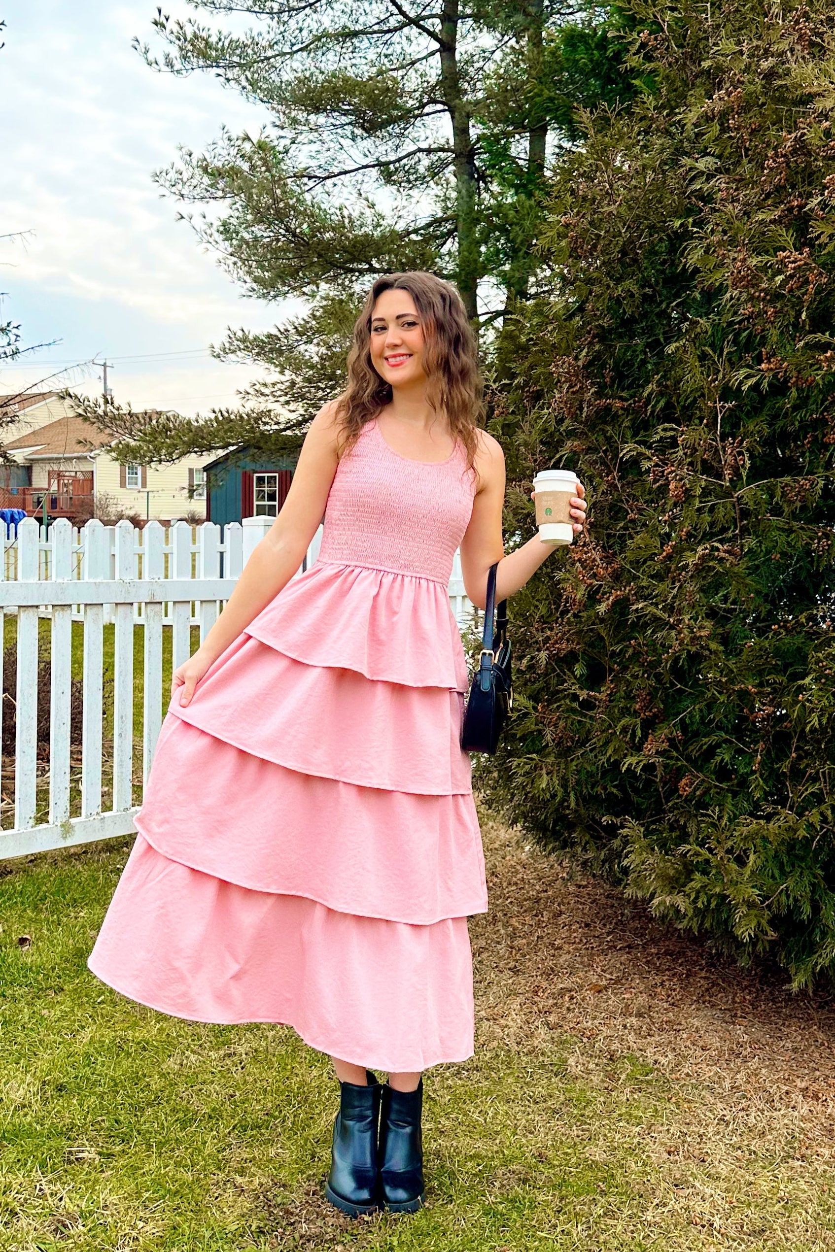 Luxuii Scoop Neck Ruffle Tiered Layered Swing Long Beach Dresses